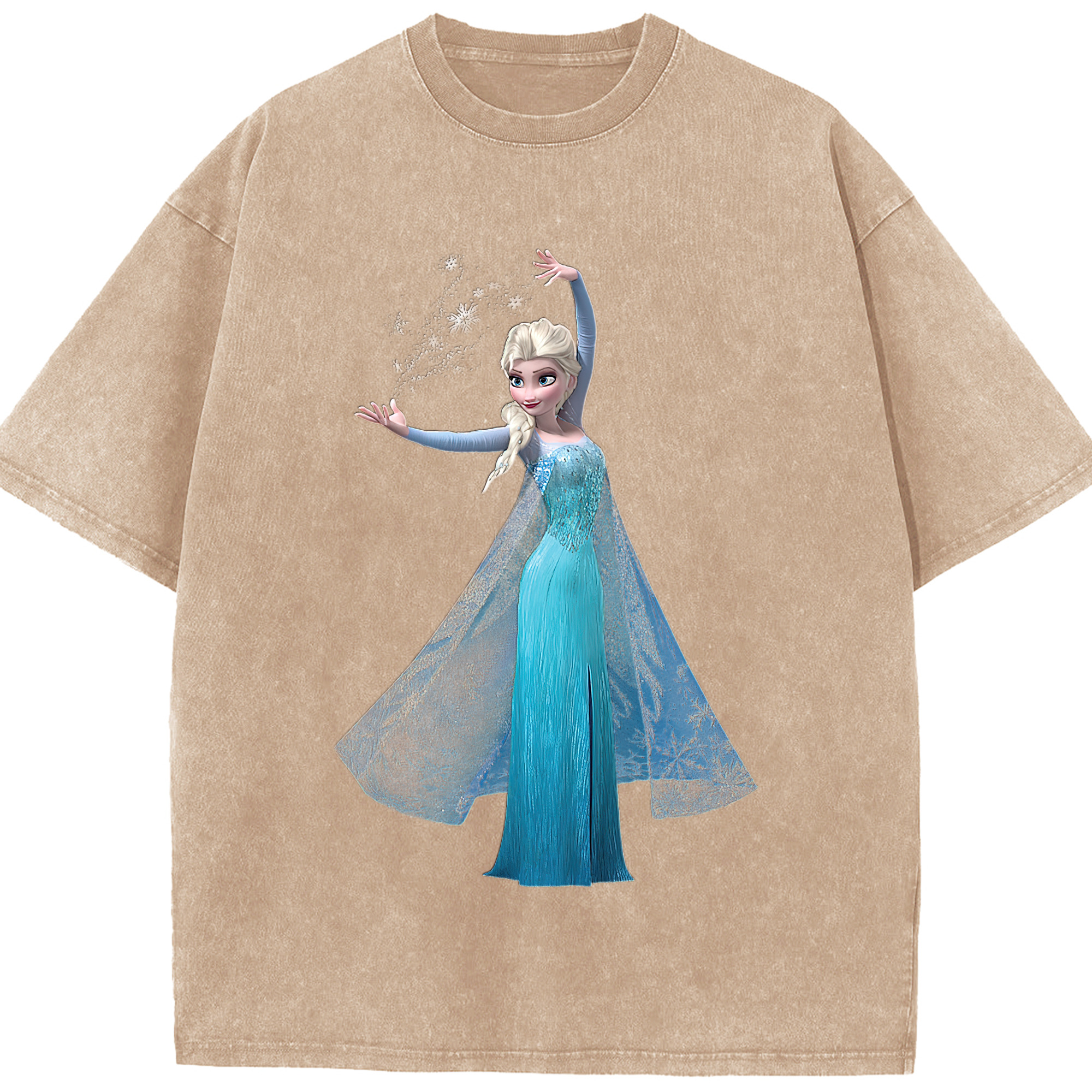（画像用） アナと雪の女王 アンナ エルサ Frozen Anna Elsa 綿100% ヴィンテージ風 半袖Tシャツ（フロントプリント）