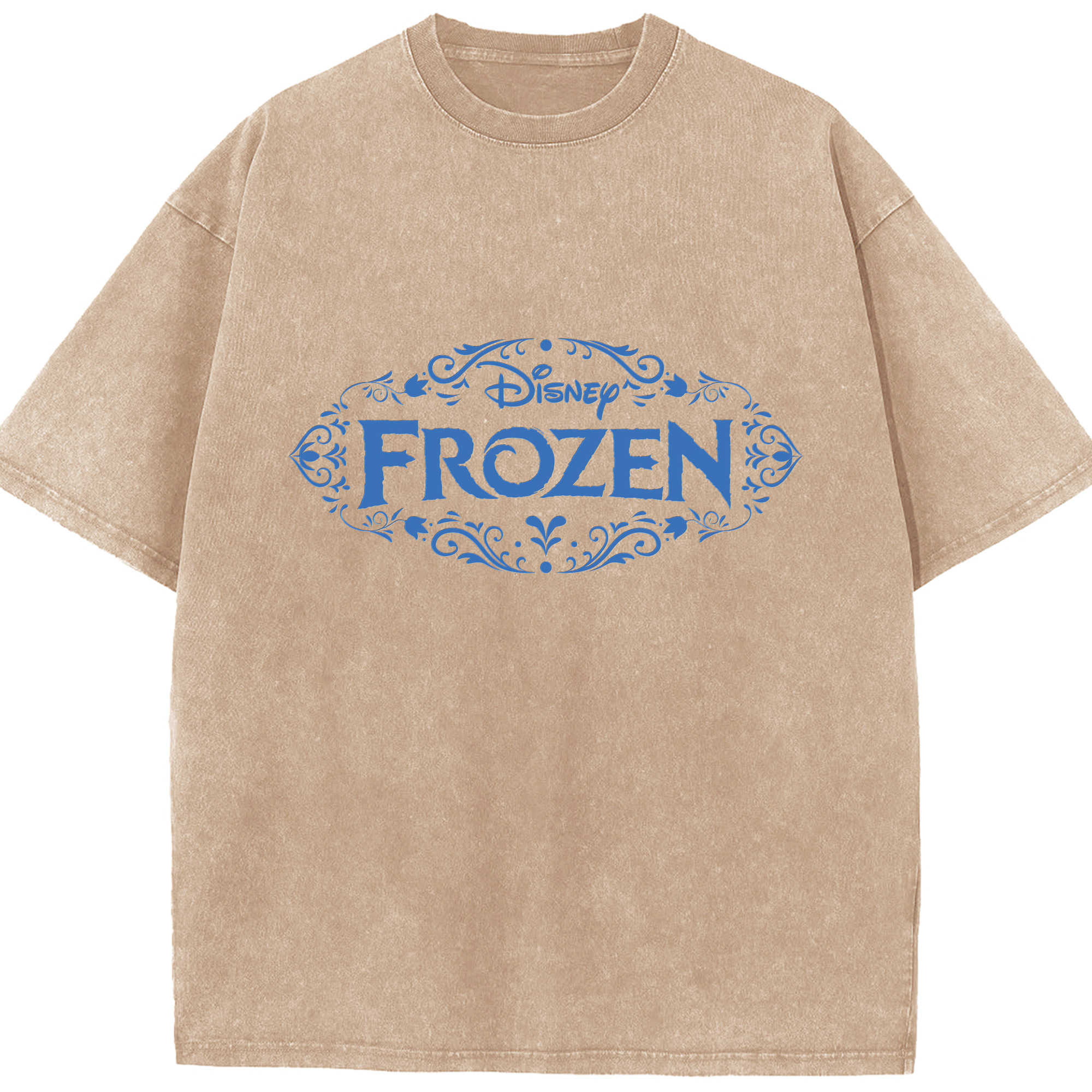 （画像用） アナと雪の女王 アンナ エルサ Frozen Anna Elsa 綿100% ヴィンテージ風 半袖Tシャツ（フロントプリント）