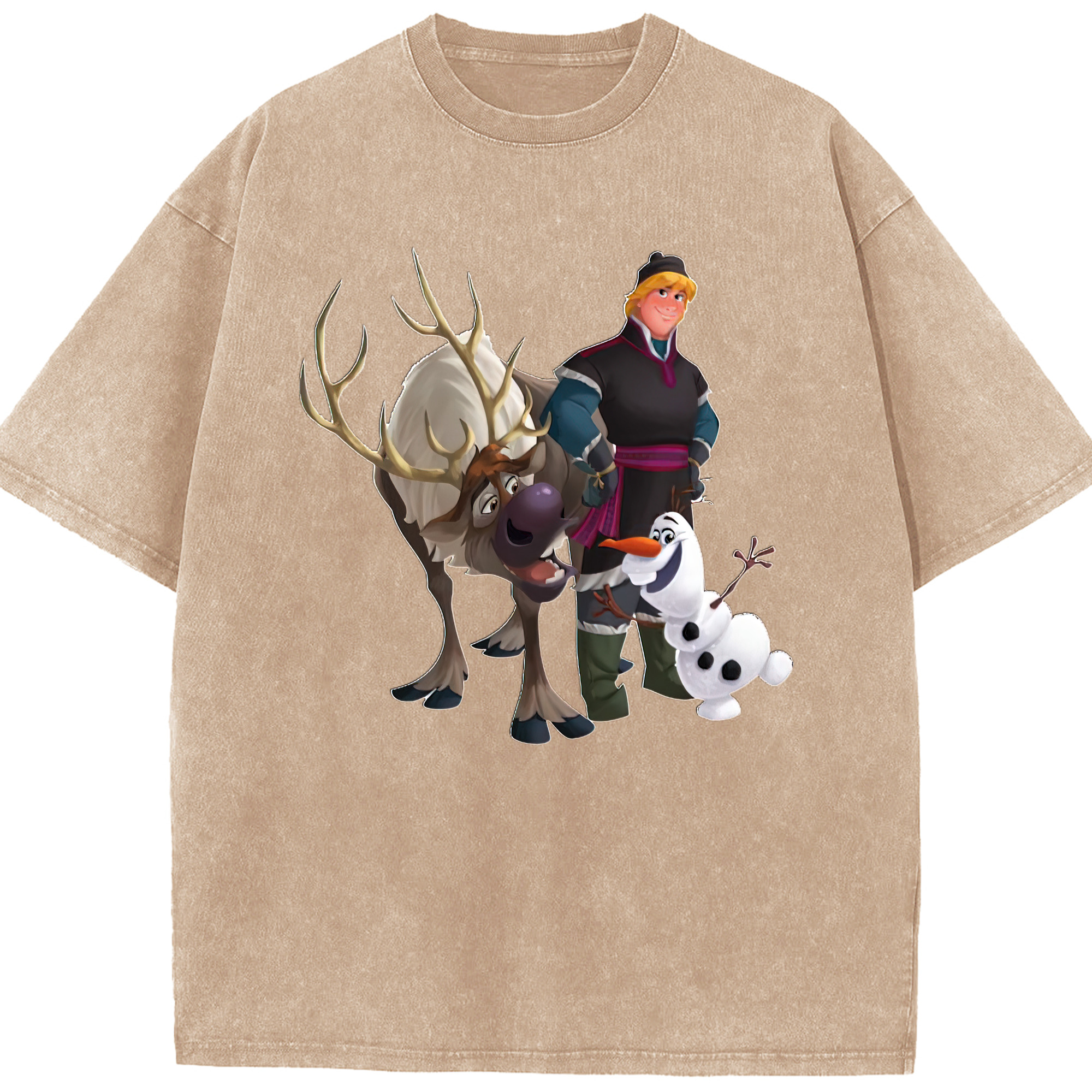 （画像用） アナと雪の女王 アンナ エルサ Frozen Anna Elsa 綿100% ヴィンテージ風 半袖Tシャツ（フロントプリント）
