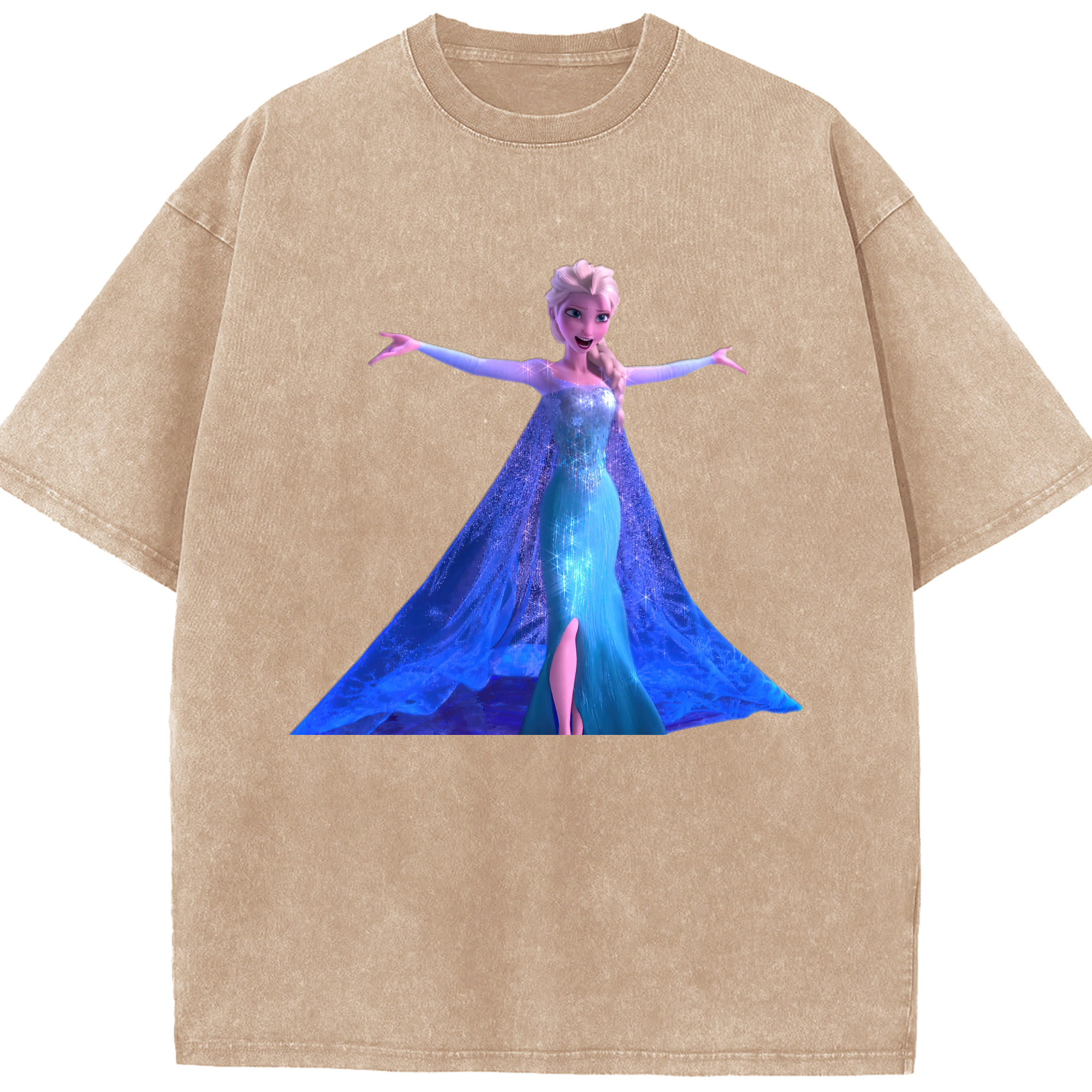 （画像用） アナと雪の女王 アンナ エルサ Frozen Anna Elsa 綿100% ヴィンテージ風 半袖Tシャツ（フロントプリント）