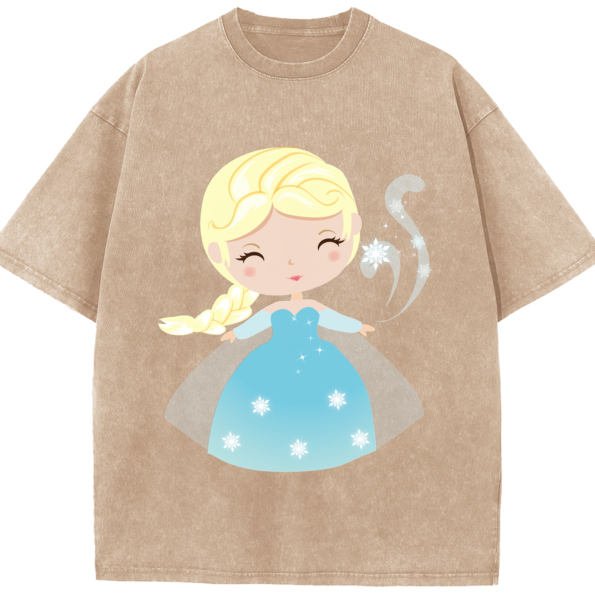 （画像用） アナと雪の女王 アンナ エルサ Frozen Anna Elsa 綿100% ヴィンテージ風 半袖Tシャツ（フロントプリント）