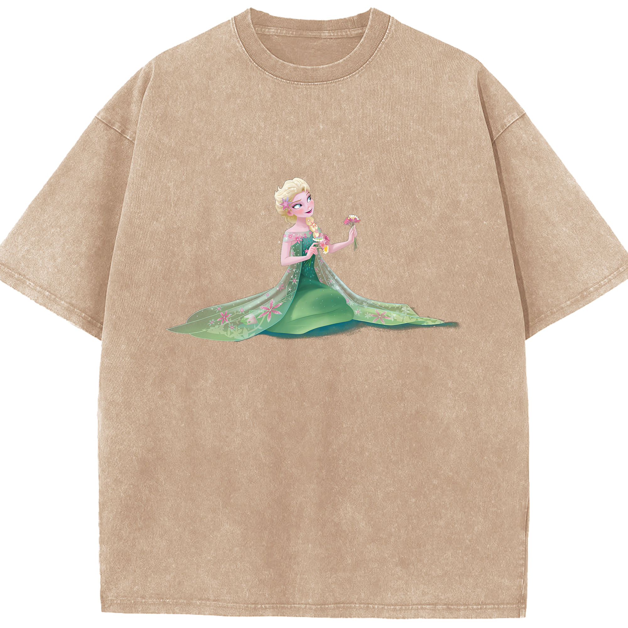 （画像用） アナと雪の女王 アンナ エルサ Frozen Anna Elsa 綿100% ヴィンテージ風 半袖Tシャツ（フロントプリント）