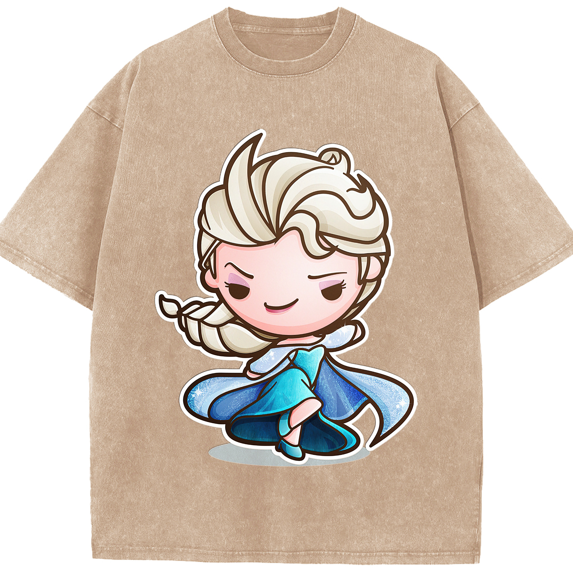 （画像用） アナと雪の女王 アンナ エルサ Frozen Anna Elsa 綿100% ヴィンテージ風 半袖Tシャツ（フロントプリント）