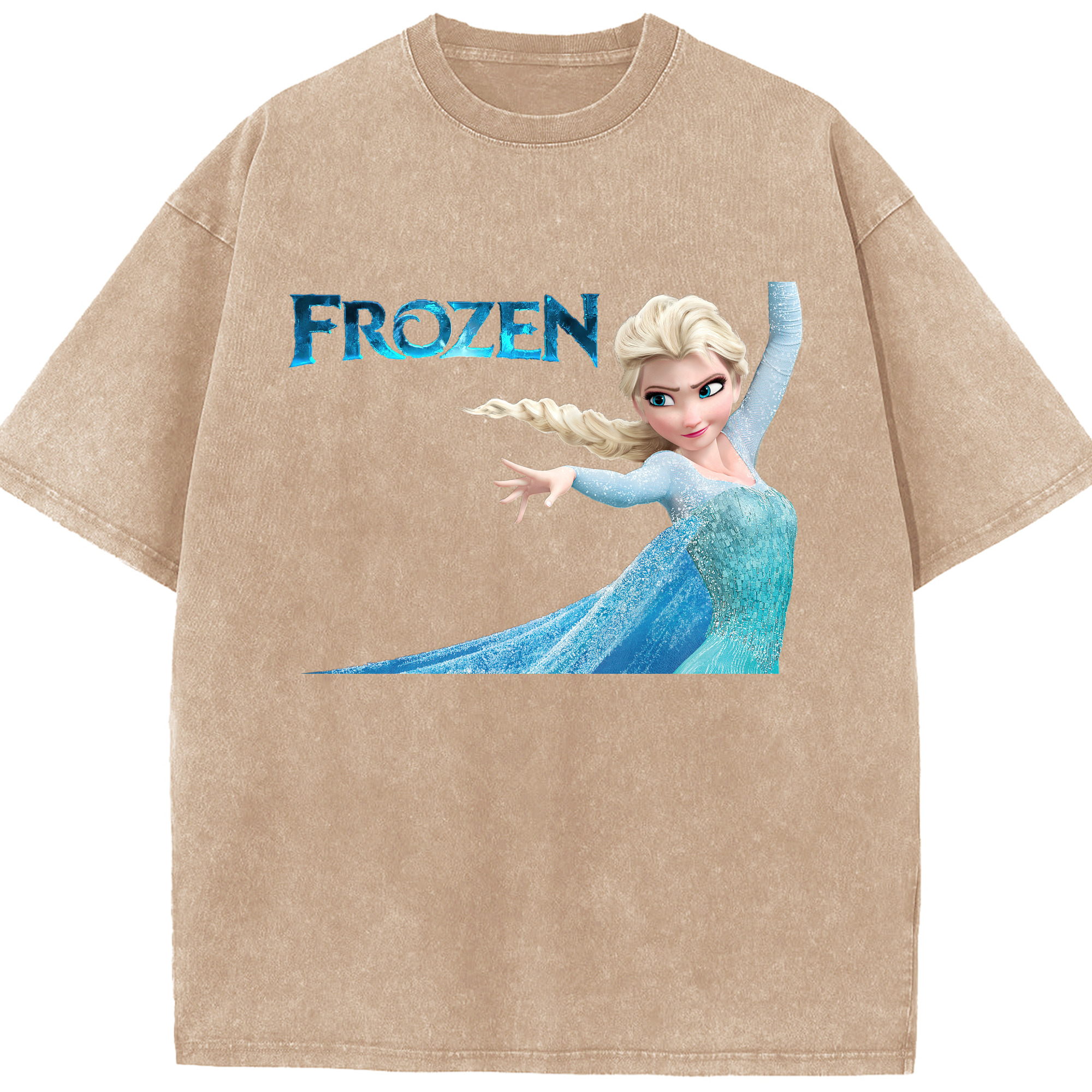 （画像用） アナと雪の女王 アンナ エルサ Frozen Anna Elsa 綿100% ヴィンテージ風 半袖Tシャツ（フロントプリント）