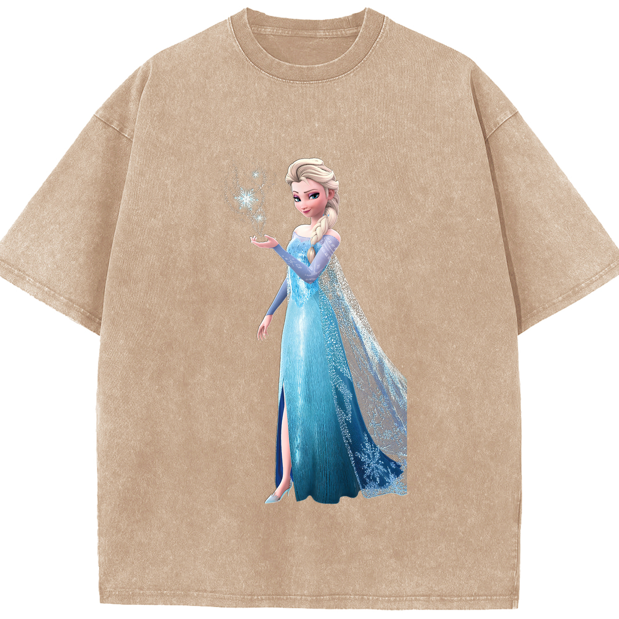 （画像用） アナと雪の女王 アンナ エルサ Frozen Anna Elsa 綿100% ヴィンテージ風 半袖Tシャツ（フロントプリント）