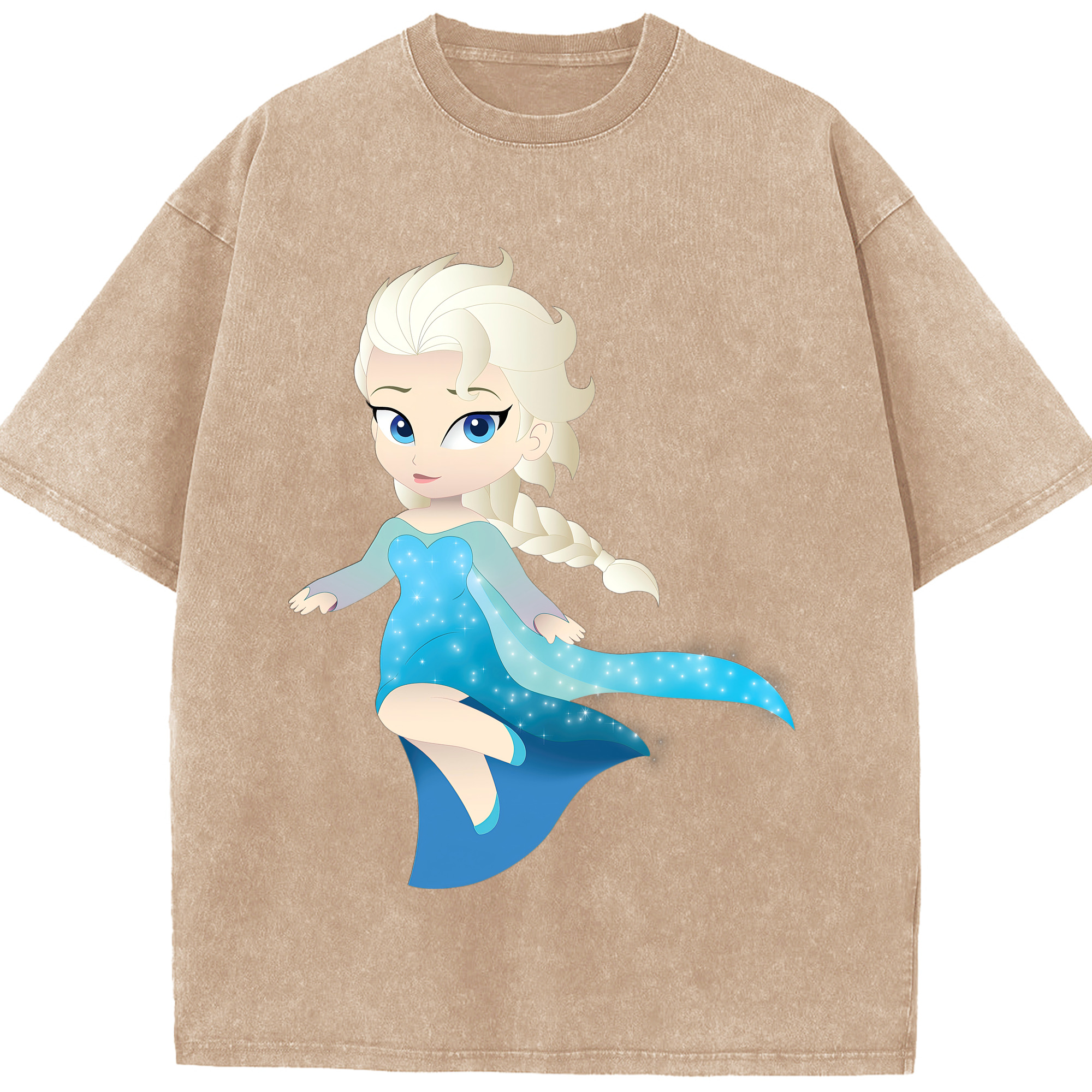（画像用） アナと雪の女王 アンナ エルサ Frozen Anna Elsa 綿100% ヴィンテージ風 半袖Tシャツ（フロントプリント）