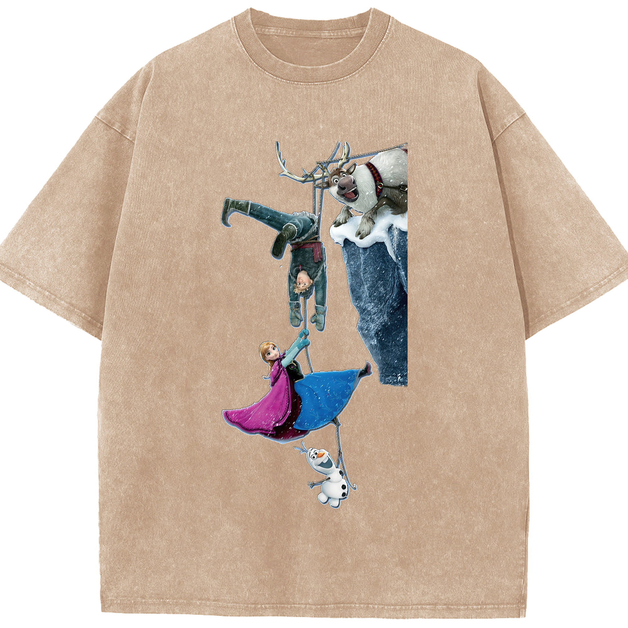 （画像用） アナと雪の女王 アンナ エルサ Frozen Anna Elsa 綿100% ヴィンテージ風 半袖Tシャツ（フロントプリント）