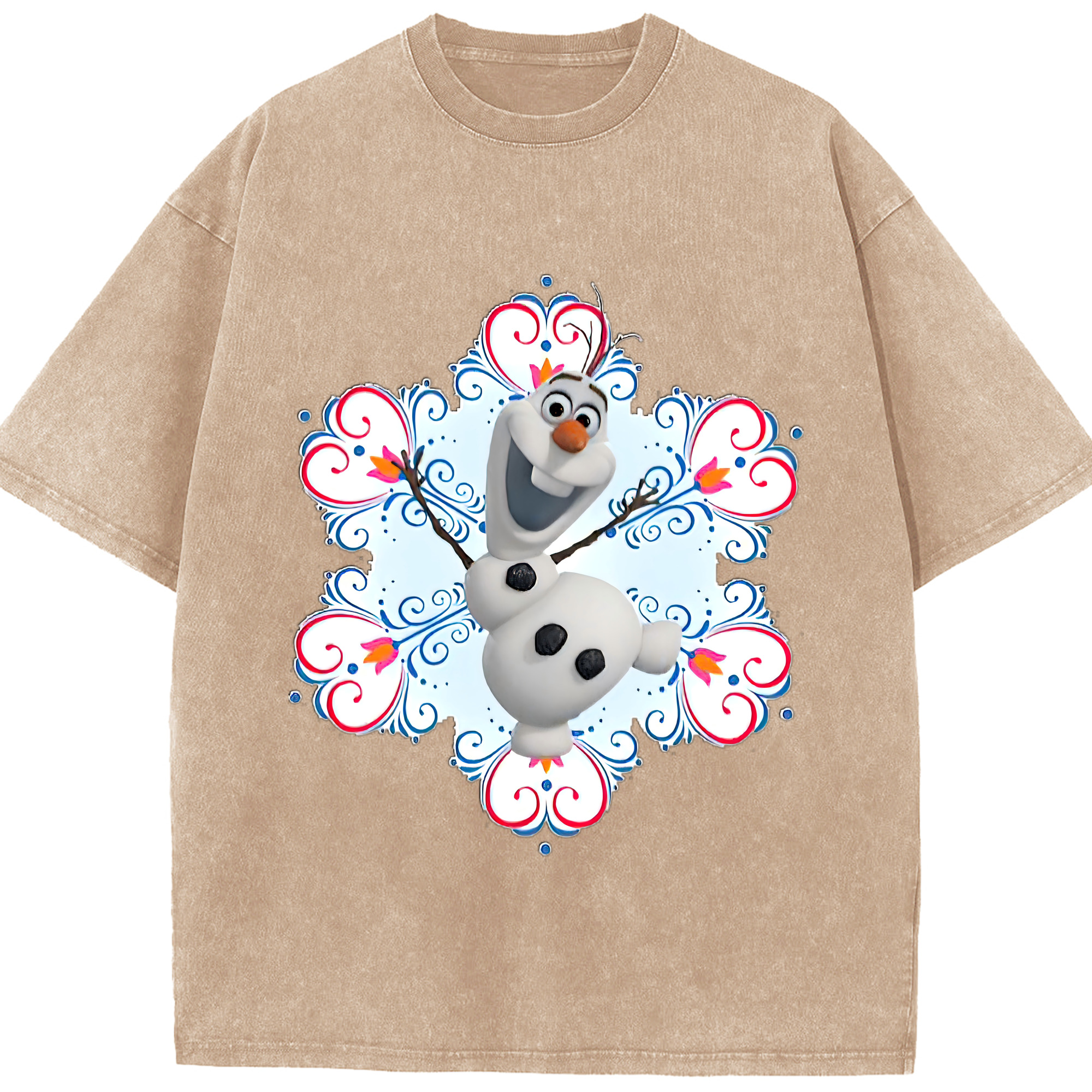 （画像用） アナと雪の女王 アンナ エルサ Frozen Anna Elsa 綿100% ヴィンテージ風 半袖Tシャツ（フロントプリント）