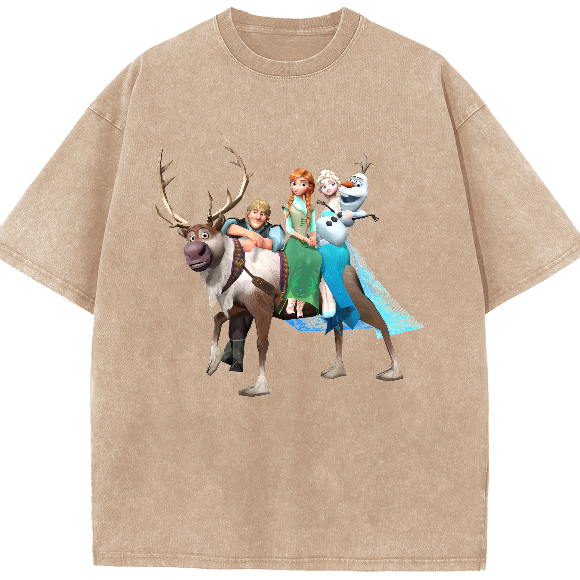 （画像用） アナと雪の女王 アンナ エルサ Frozen Anna Elsa 綿100% ヴィンテージ風 半袖Tシャツ（フロントプリント）