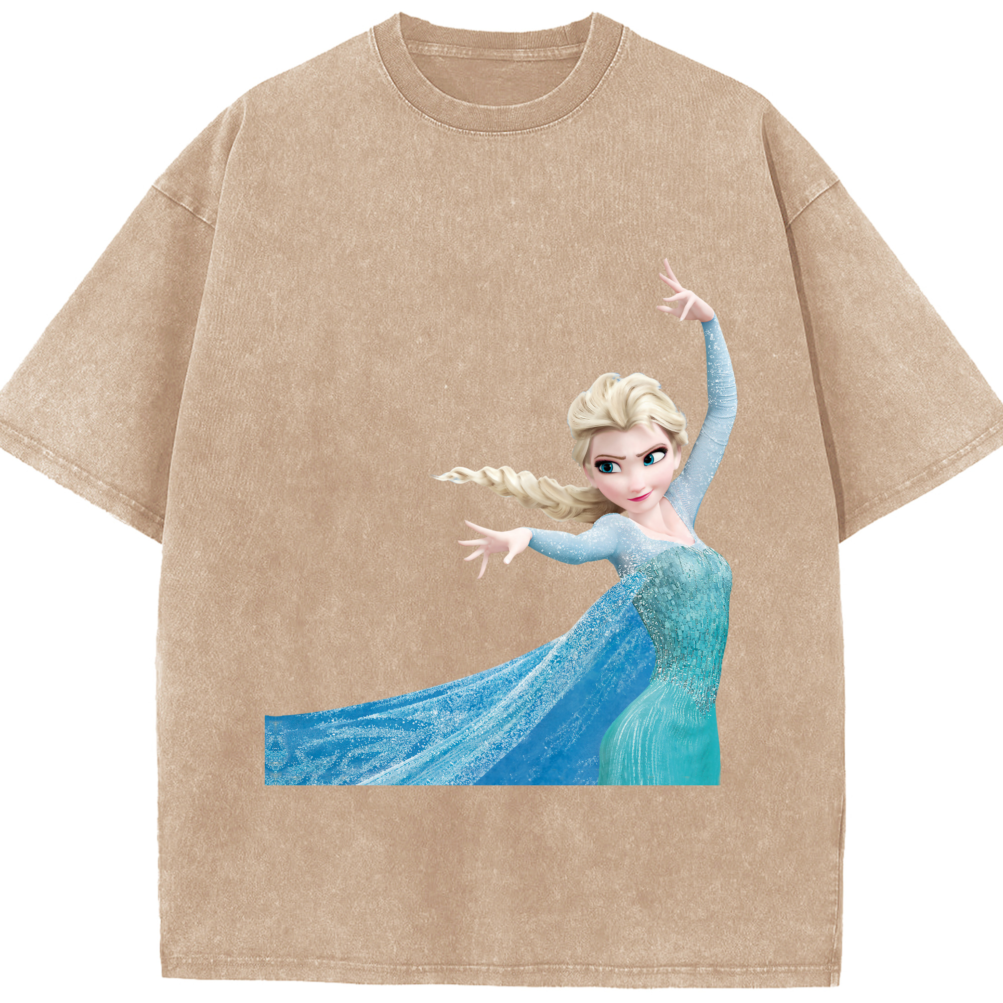 （画像用） アナと雪の女王 アンナ エルサ Frozen Anna Elsa 綿100% ヴィンテージ風 半袖Tシャツ（フロントプリント）