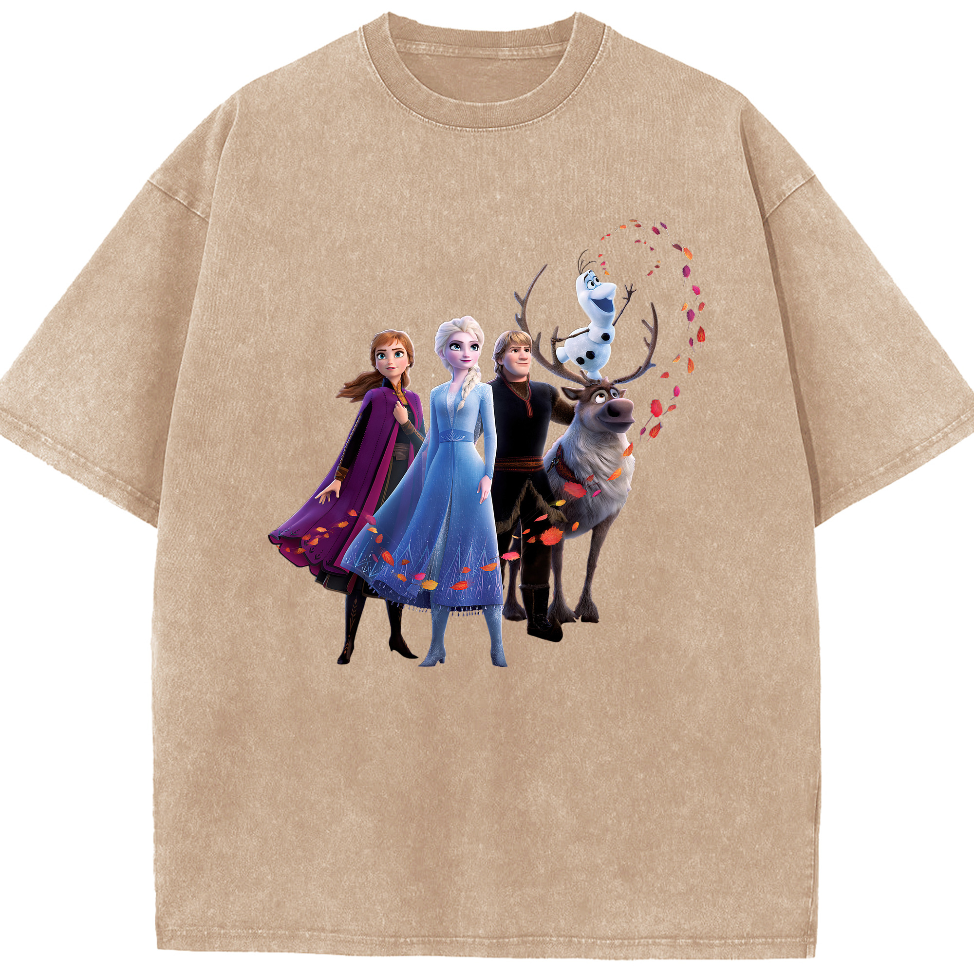 （画像用） アナと雪の女王 アンナ エルサ Frozen Anna Elsa 綿100% ヴィンテージ風 半袖Tシャツ（フロントプリント）