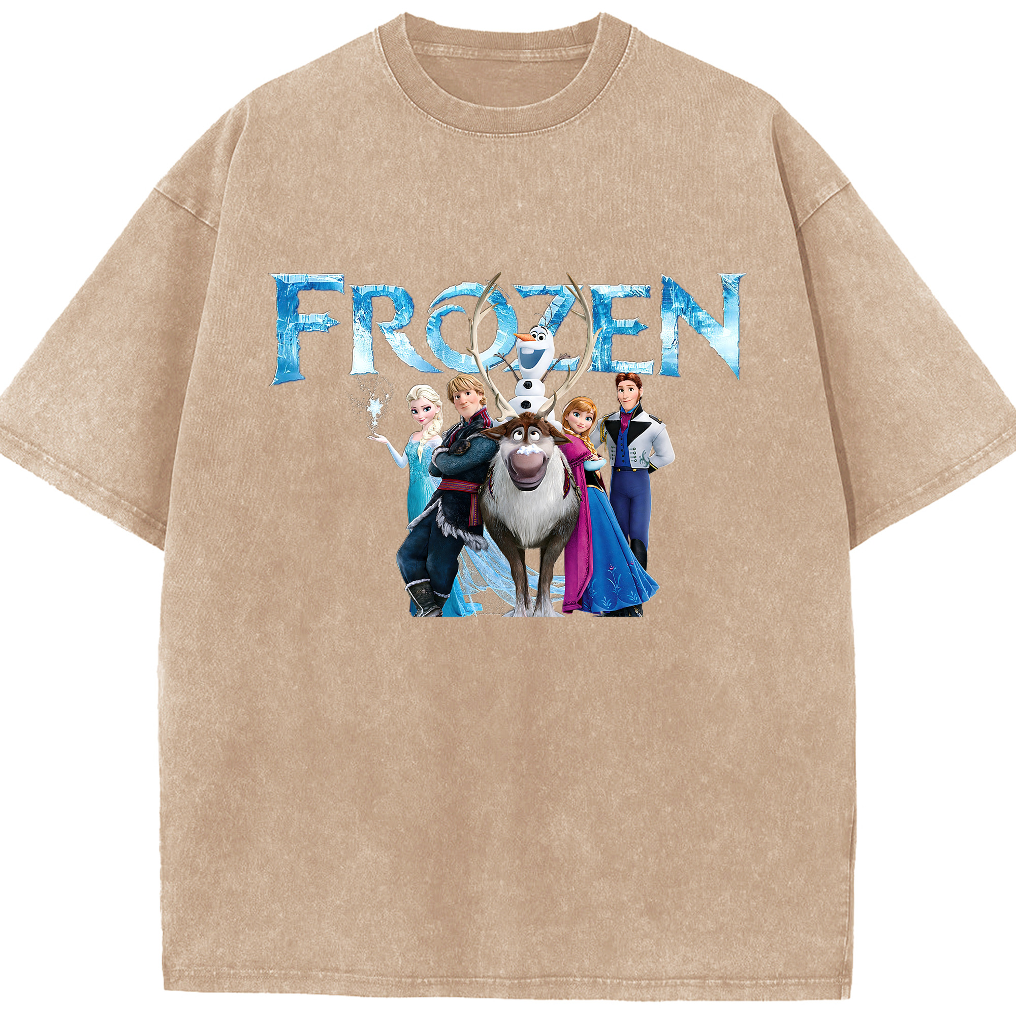 （画像用） アナと雪の女王 アンナ エルサ Frozen Anna Elsa 綿100% ヴィンテージ風 半袖Tシャツ（フロントプリント）