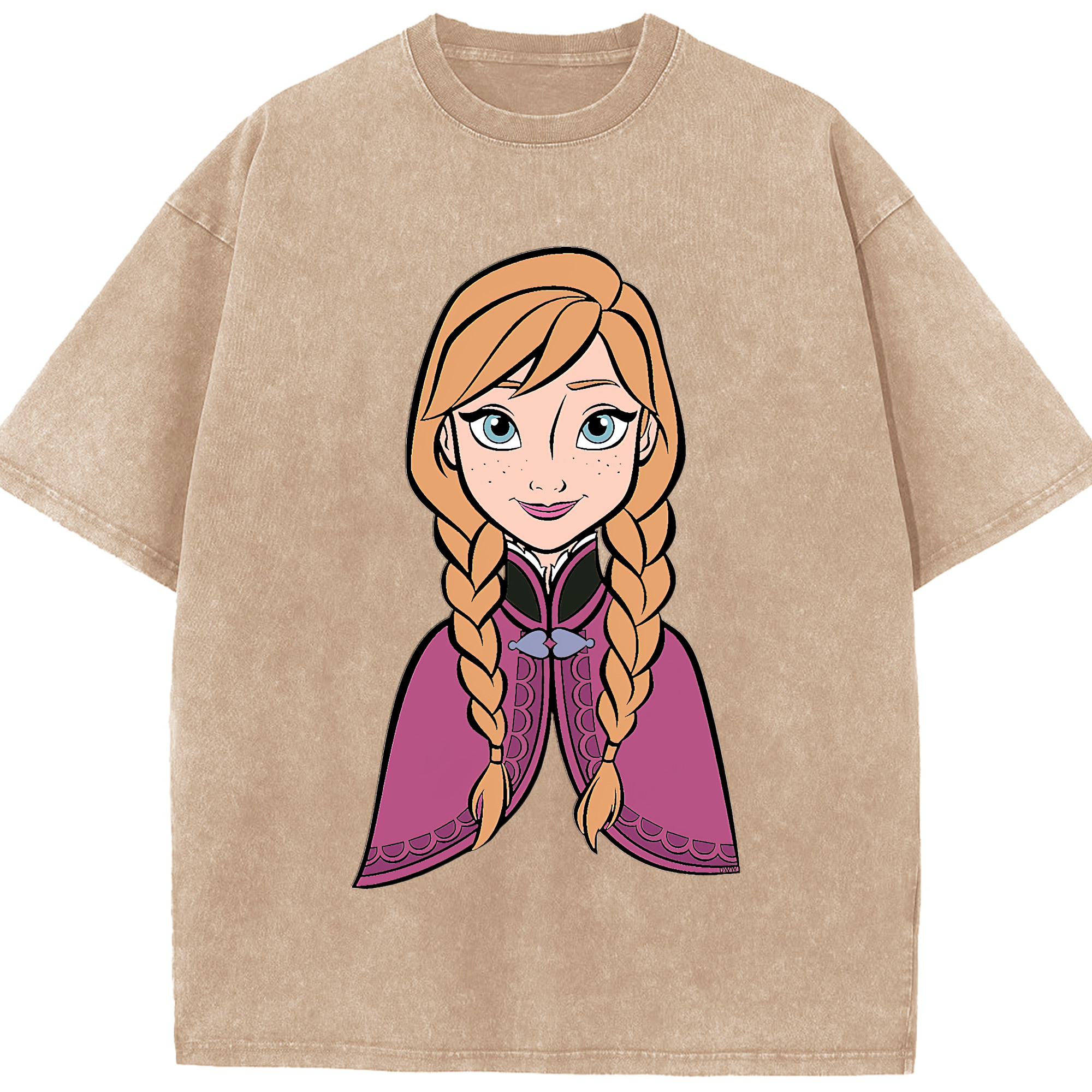 （画像用） アナと雪の女王 アンナ エルサ Frozen Anna Elsa 綿100% ヴィンテージ風 半袖Tシャツ（フロントプリント）