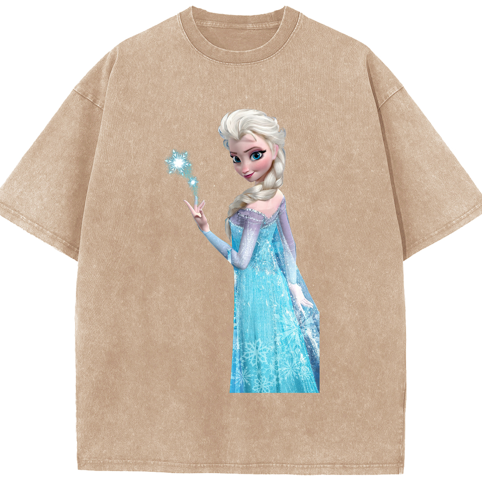（画像用） アナと雪の女王 アンナ エルサ Frozen Anna Elsa 綿100% ヴィンテージ風 半袖Tシャツ（フロントプリント）