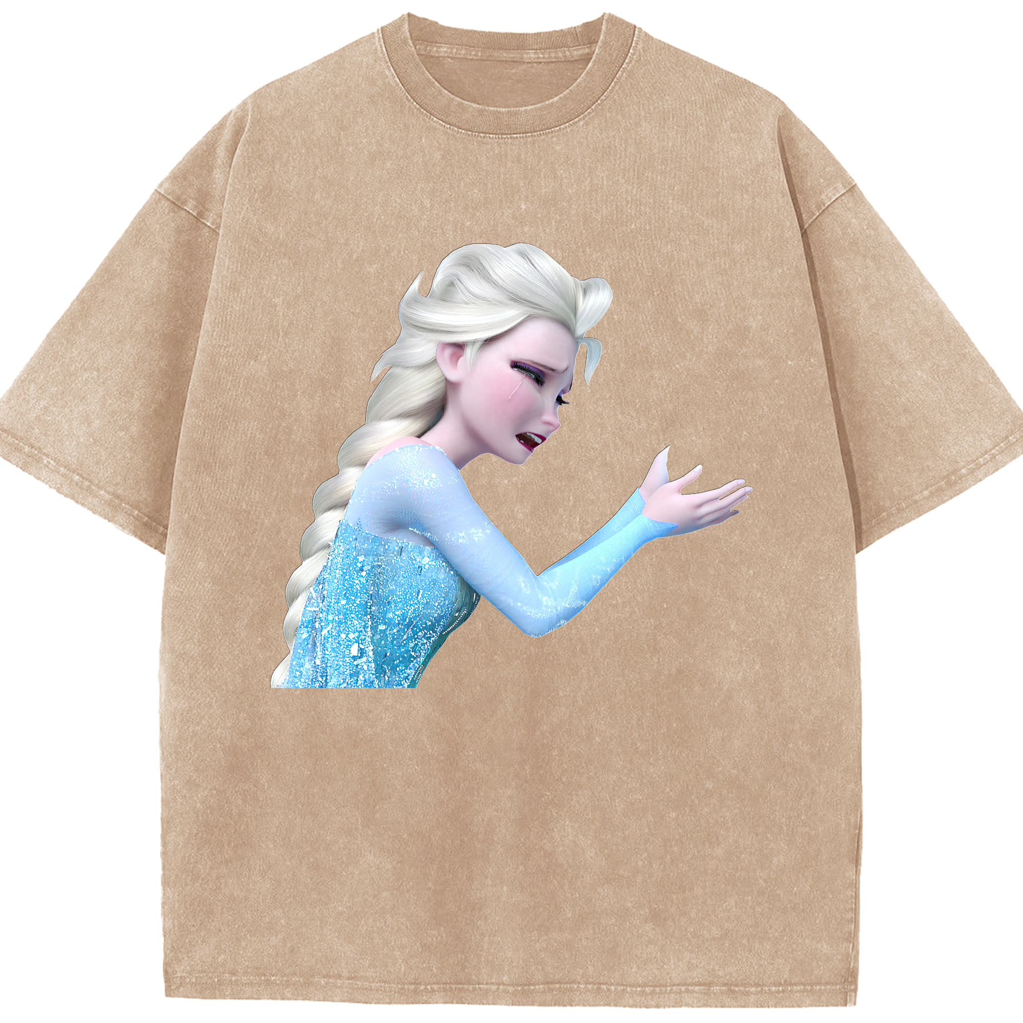 （画像用） アナと雪の女王 アンナ エルサ Frozen Anna Elsa 綿100% ヴィンテージ風 半袖Tシャツ（フロントプリント）
