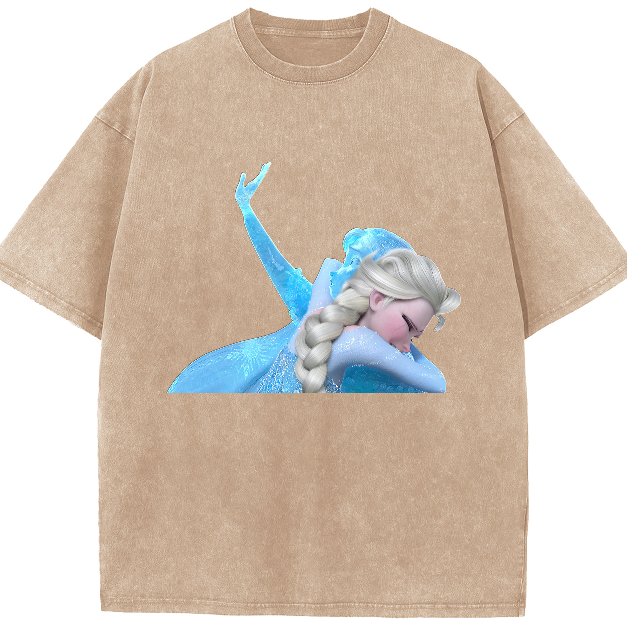 （画像用） アナと雪の女王 アンナ エルサ Frozen Anna Elsa 綿100% ヴィンテージ風 半袖Tシャツ（フロントプリント）