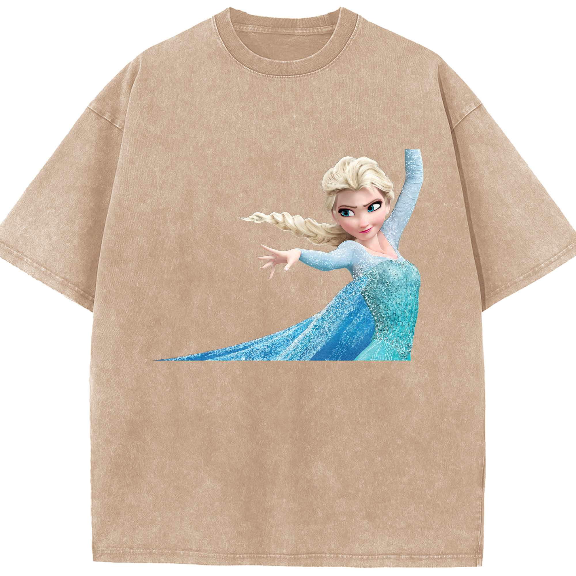 （画像用） アナと雪の女王 アンナ エルサ Frozen Anna Elsa 綿100% ヴィンテージ風 半袖Tシャツ（フロントプリント）