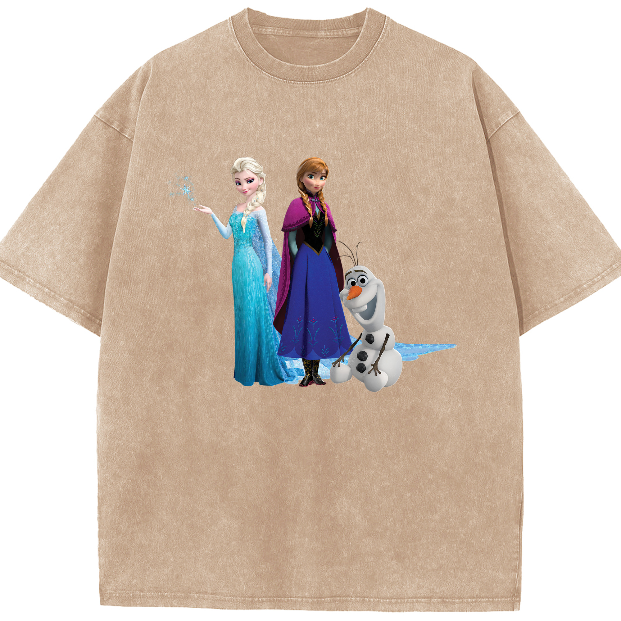 （画像用） アナと雪の女王 アンナ エルサ Frozen Anna Elsa 綿100% ヴィンテージ風 半袖Tシャツ（フロントプリント）