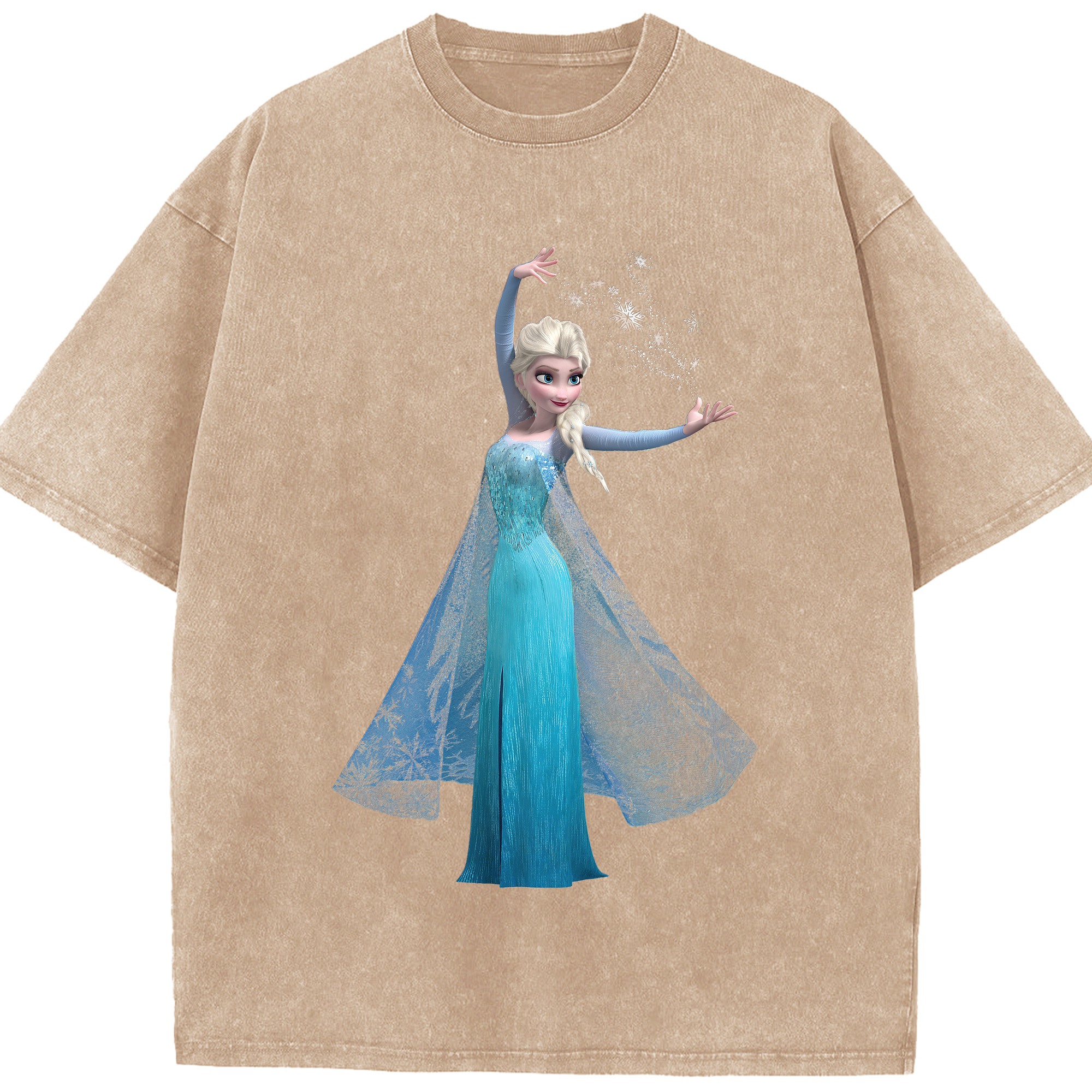 （画像用） アナと雪の女王 アンナ エルサ Frozen Anna Elsa 綿100% ヴィンテージ風 半袖Tシャツ（フロントプリント）