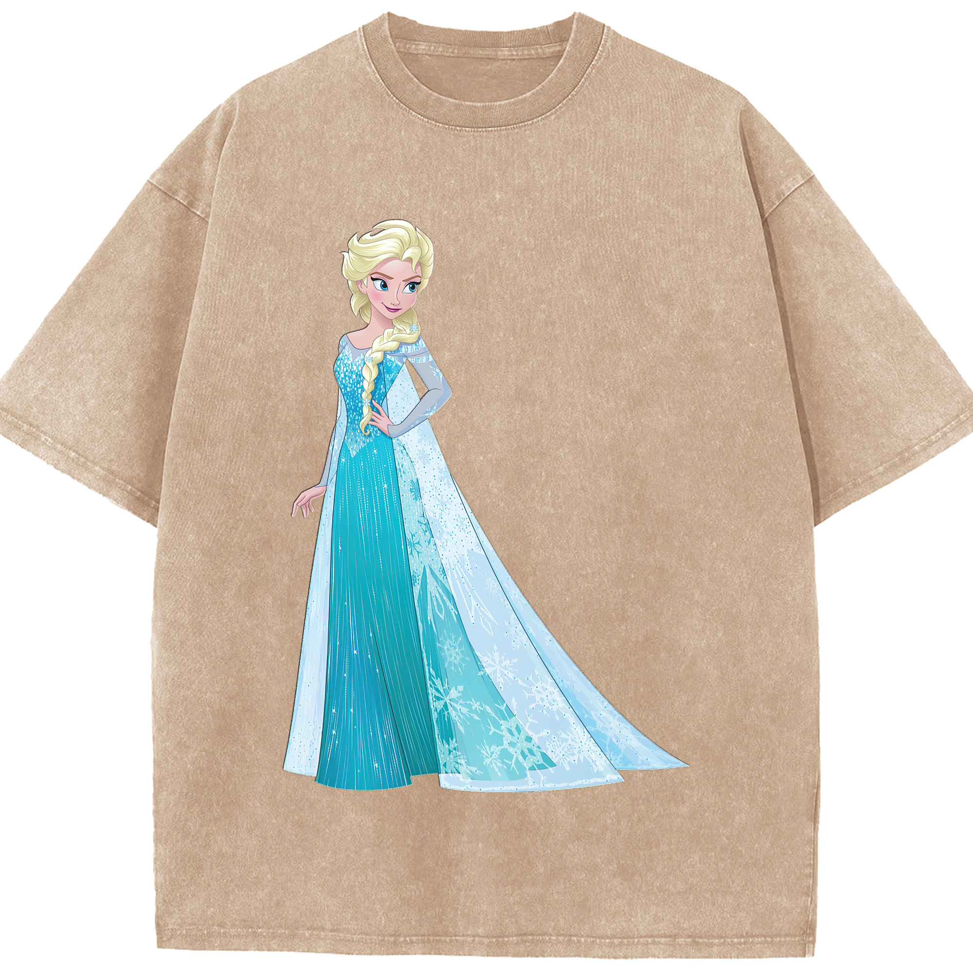 （画像用） アナと雪の女王 アンナ エルサ Frozen Anna Elsa 綿100% ヴィンテージ風 半袖Tシャツ（フロントプリント）