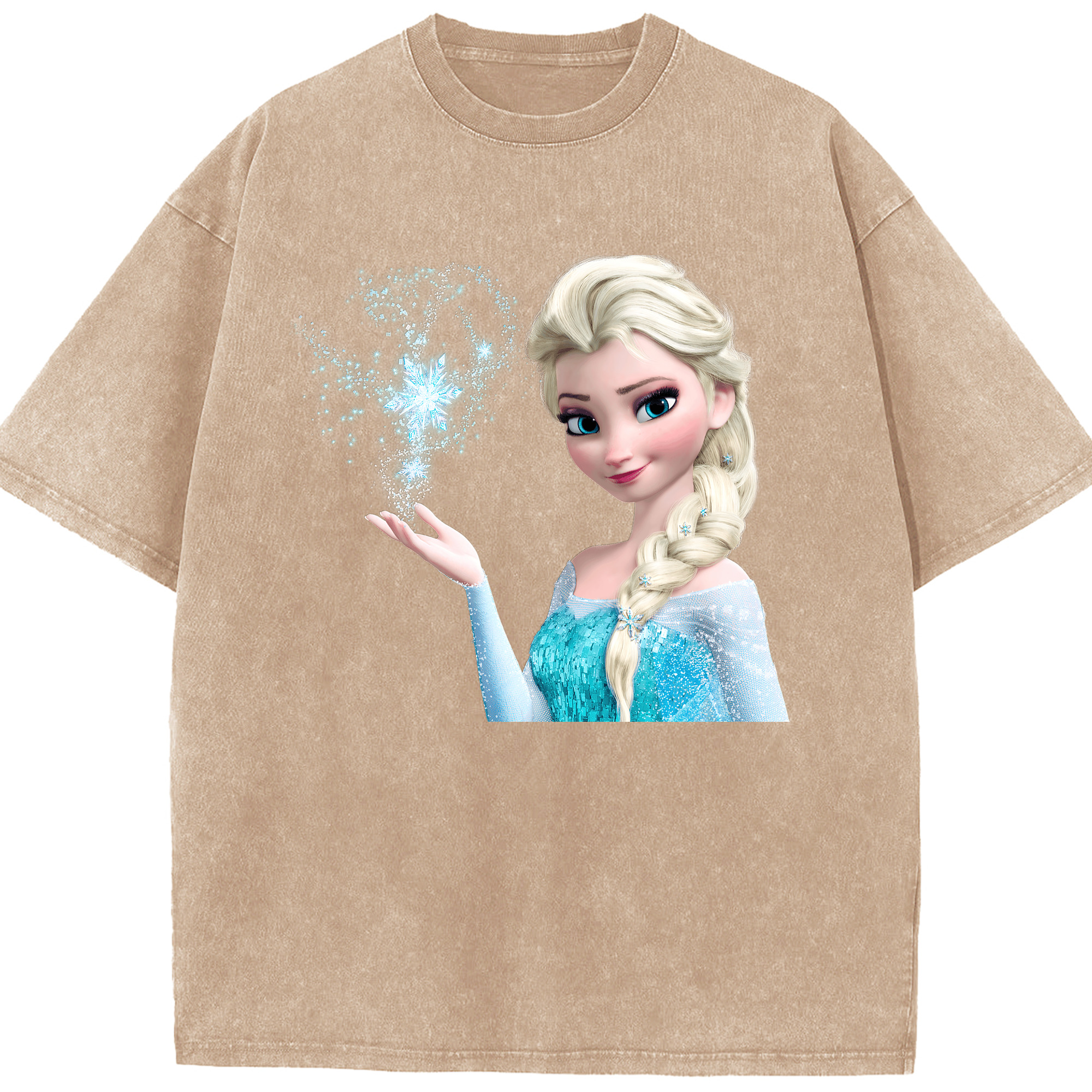 （画像用） アナと雪の女王 アンナ エルサ Frozen Anna Elsa 綿100% ヴィンテージ風 半袖Tシャツ（フロントプリント）