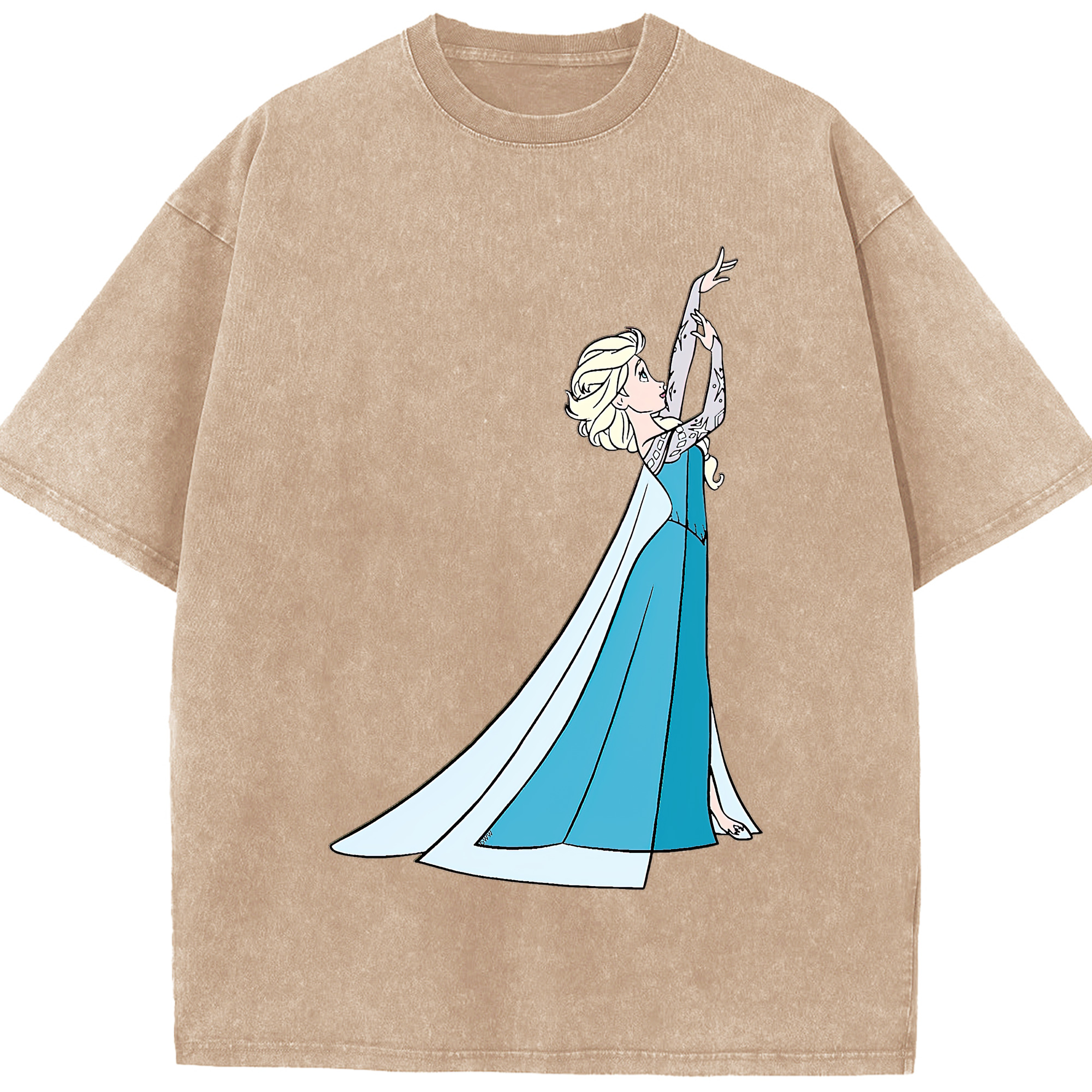 （画像用） アナと雪の女王 アンナ エルサ Frozen Anna Elsa 綿100% ヴィンテージ風 半袖Tシャツ（フロントプリント）