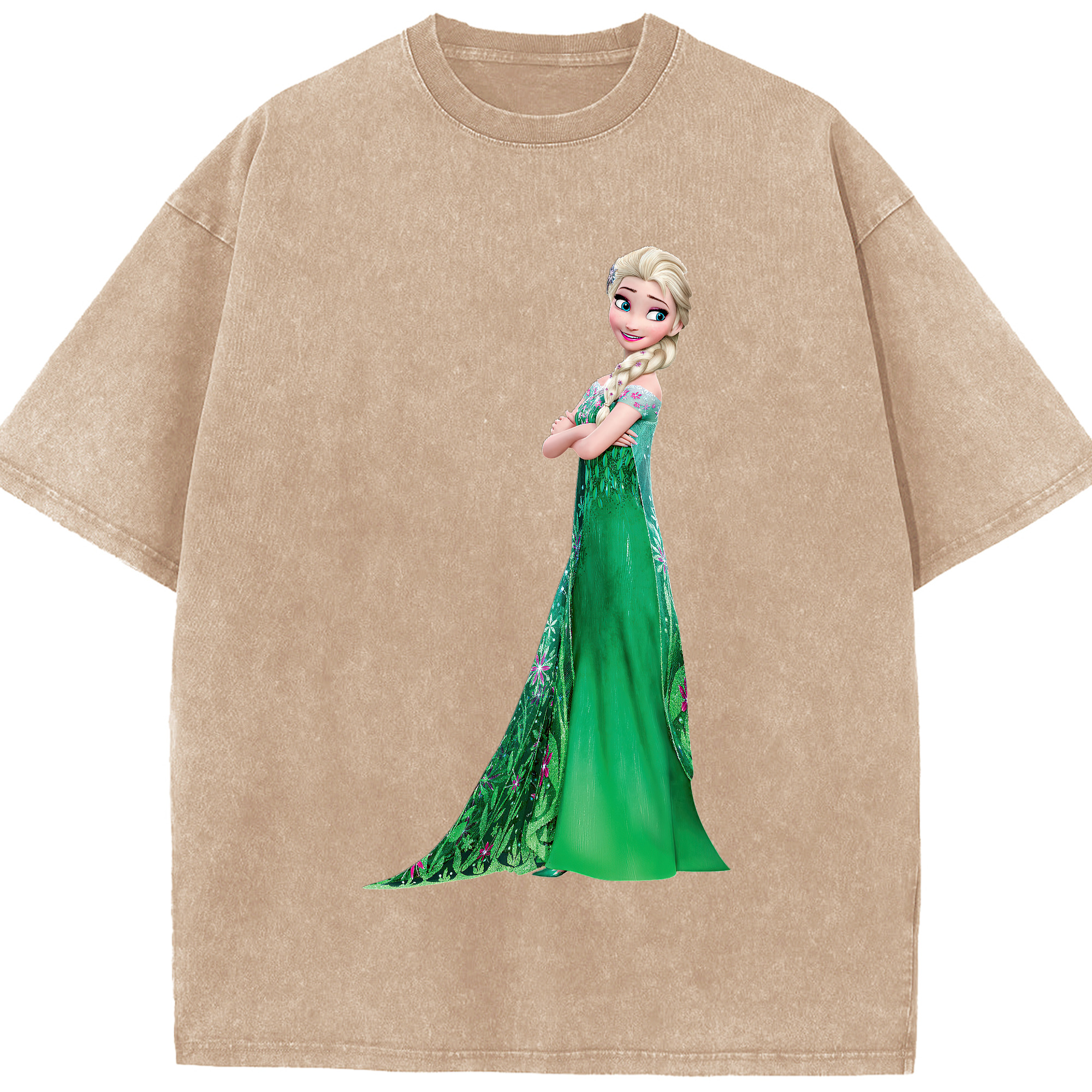 （画像用） アナと雪の女王 アンナ エルサ Frozen Anna Elsa 綿100% ヴィンテージ風 半袖Tシャツ（フロントプリント）