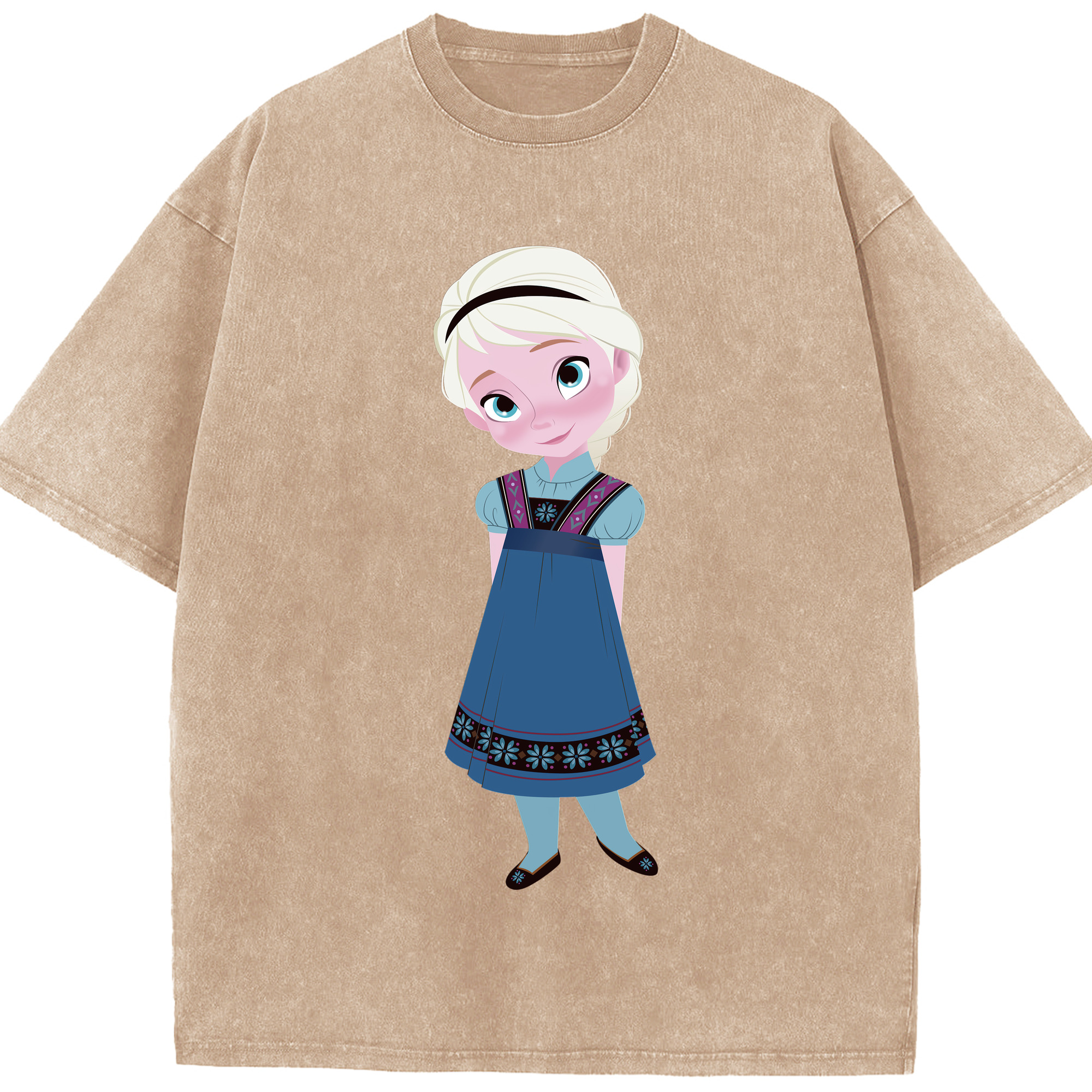 （画像用） アナと雪の女王 アンナ エルサ Frozen Anna Elsa 綿100% ヴィンテージ風 半袖Tシャツ（フロントプリント）