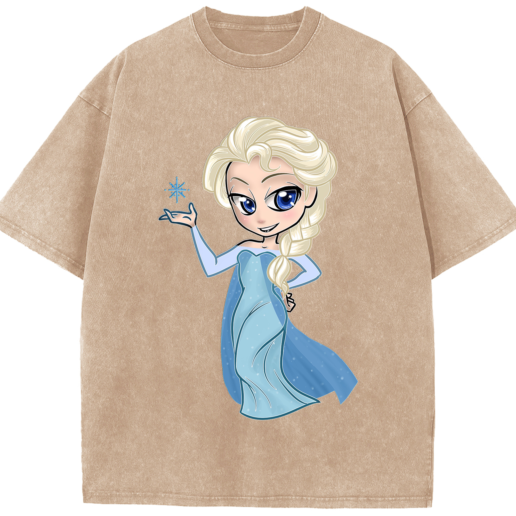 （画像用） アナと雪の女王 アンナ エルサ Frozen Anna Elsa 綿100% ヴィンテージ風 半袖Tシャツ（フロントプリント）