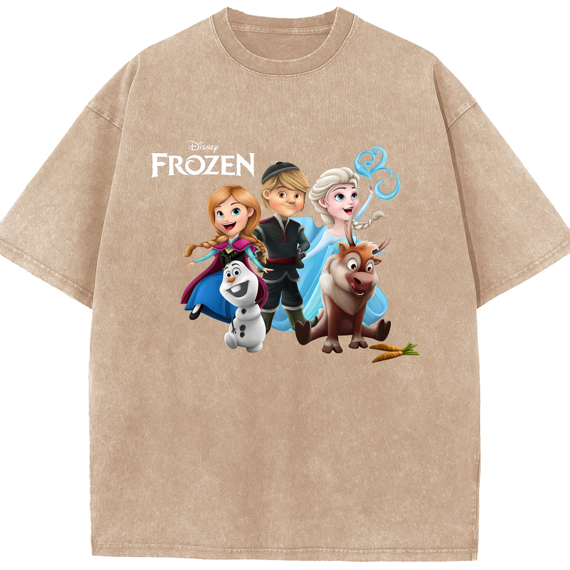 （画像用） アナと雪の女王 アンナ エルサ Frozen Anna Elsa 綿100% ヴィンテージ風 半袖Tシャツ（フロントプリント）