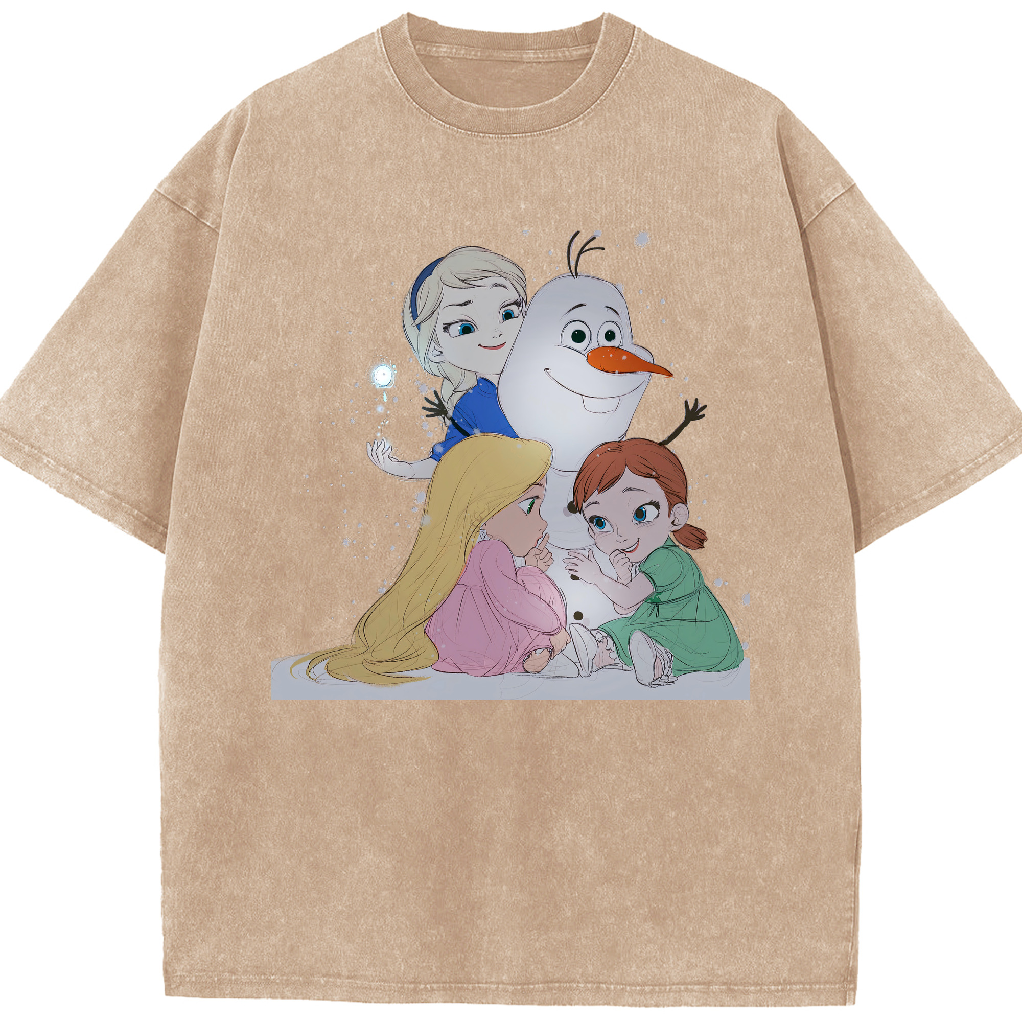 （画像用） アナと雪の女王 アンナ エルサ Frozen Anna Elsa 綿100% ヴィンテージ風 半袖Tシャツ（フロントプリント）