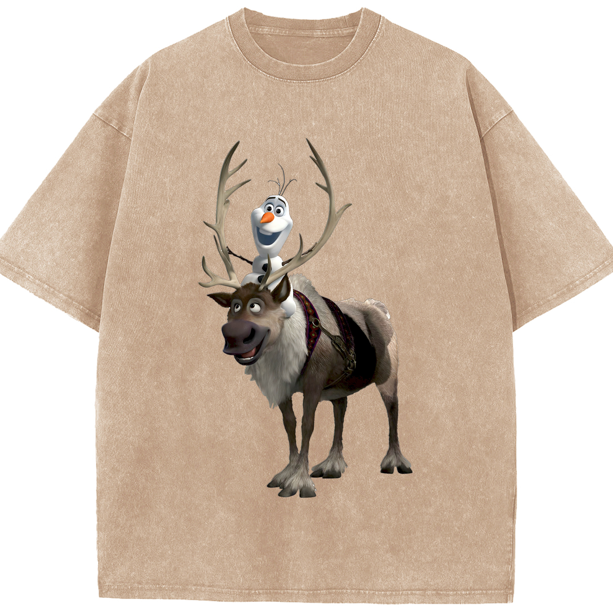 （画像用） アナと雪の女王 アンナ エルサ Frozen Anna Elsa 綿100% ヴィンテージ風 半袖Tシャツ（フロントプリント）