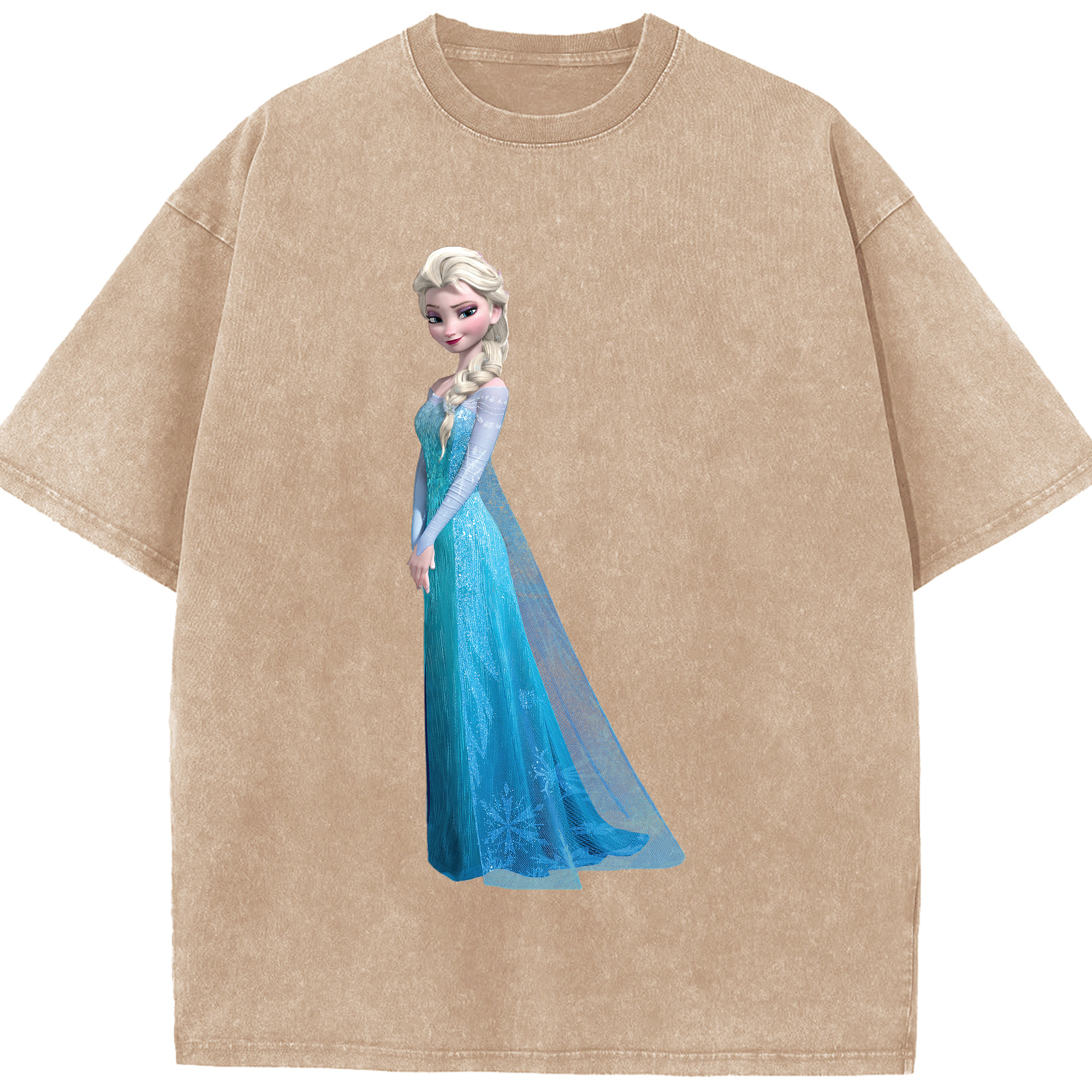 （画像用） アナと雪の女王 アンナ エルサ Frozen Anna Elsa 綿100% ヴィンテージ風 半袖Tシャツ（フロントプリント）