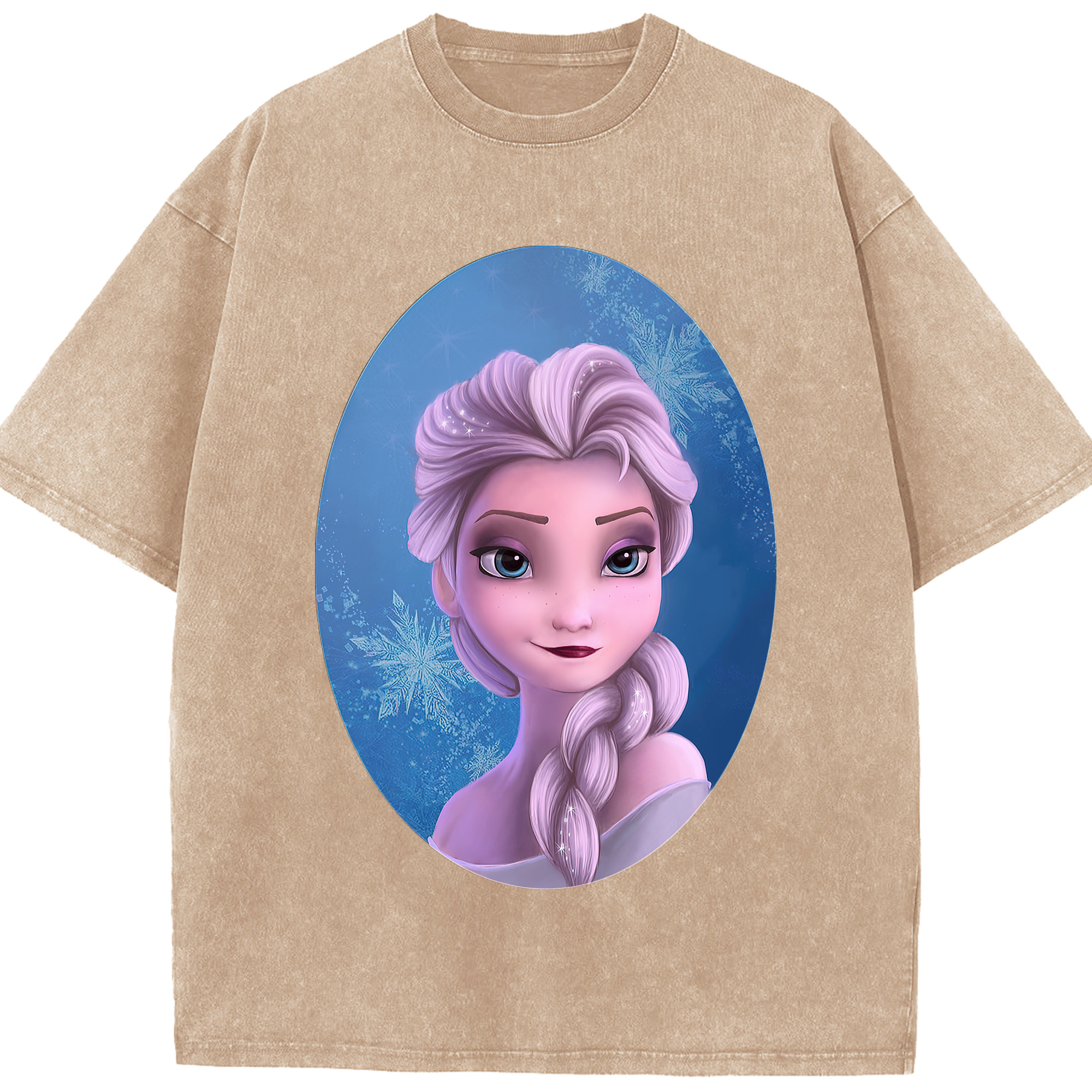 （画像用） アナと雪の女王 アンナ エルサ Frozen Anna Elsa 綿100% ヴィンテージ風 半袖Tシャツ（フロントプリント）