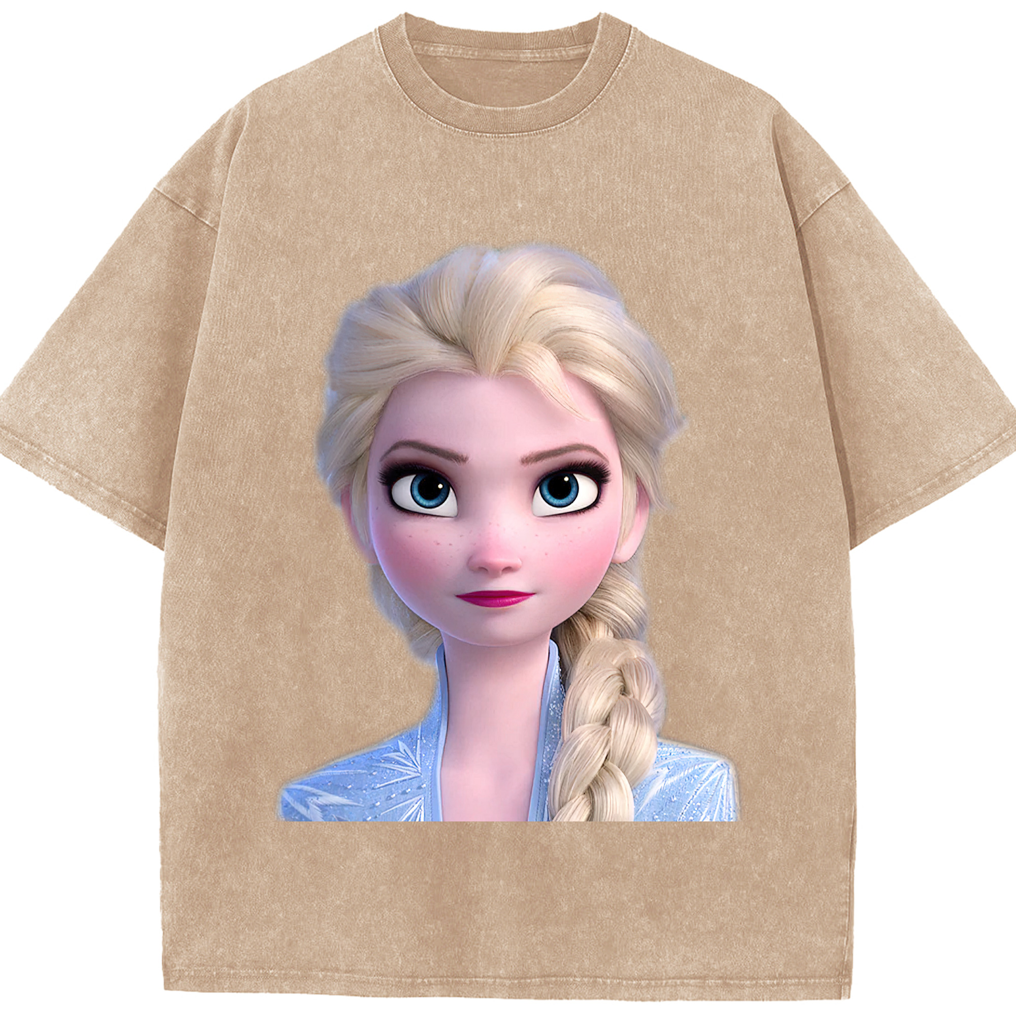 （画像用） アナと雪の女王 アンナ エルサ Frozen Anna Elsa 綿100% ヴィンテージ風 半袖Tシャツ（フロントプリント）