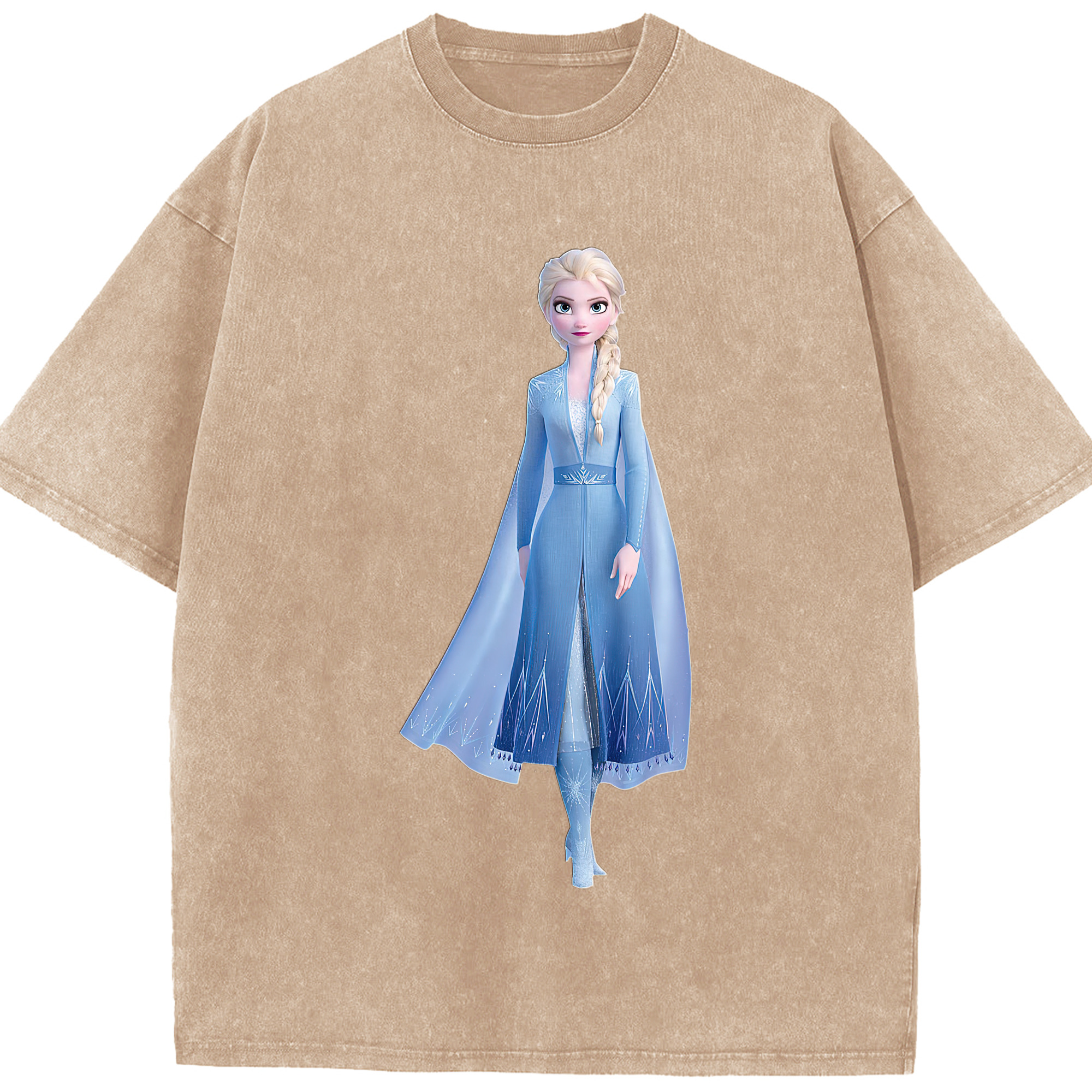 （画像用） アナと雪の女王 アンナ エルサ Frozen Anna Elsa 綿100% ヴィンテージ風 半袖Tシャツ（フロントプリント）