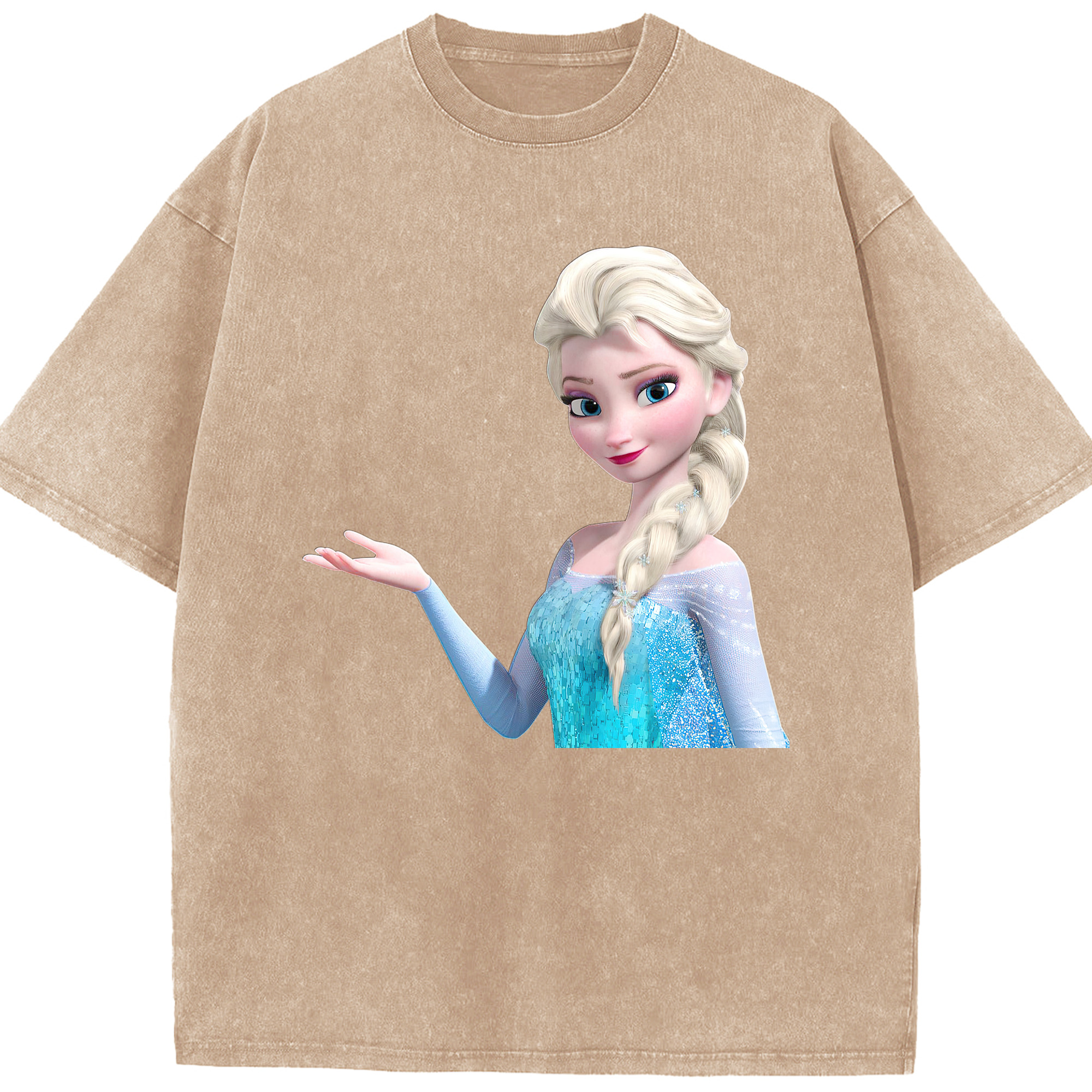 （画像用） アナと雪の女王 アンナ エルサ Frozen Anna Elsa 綿100% ヴィンテージ風 半袖Tシャツ（フロントプリント）
