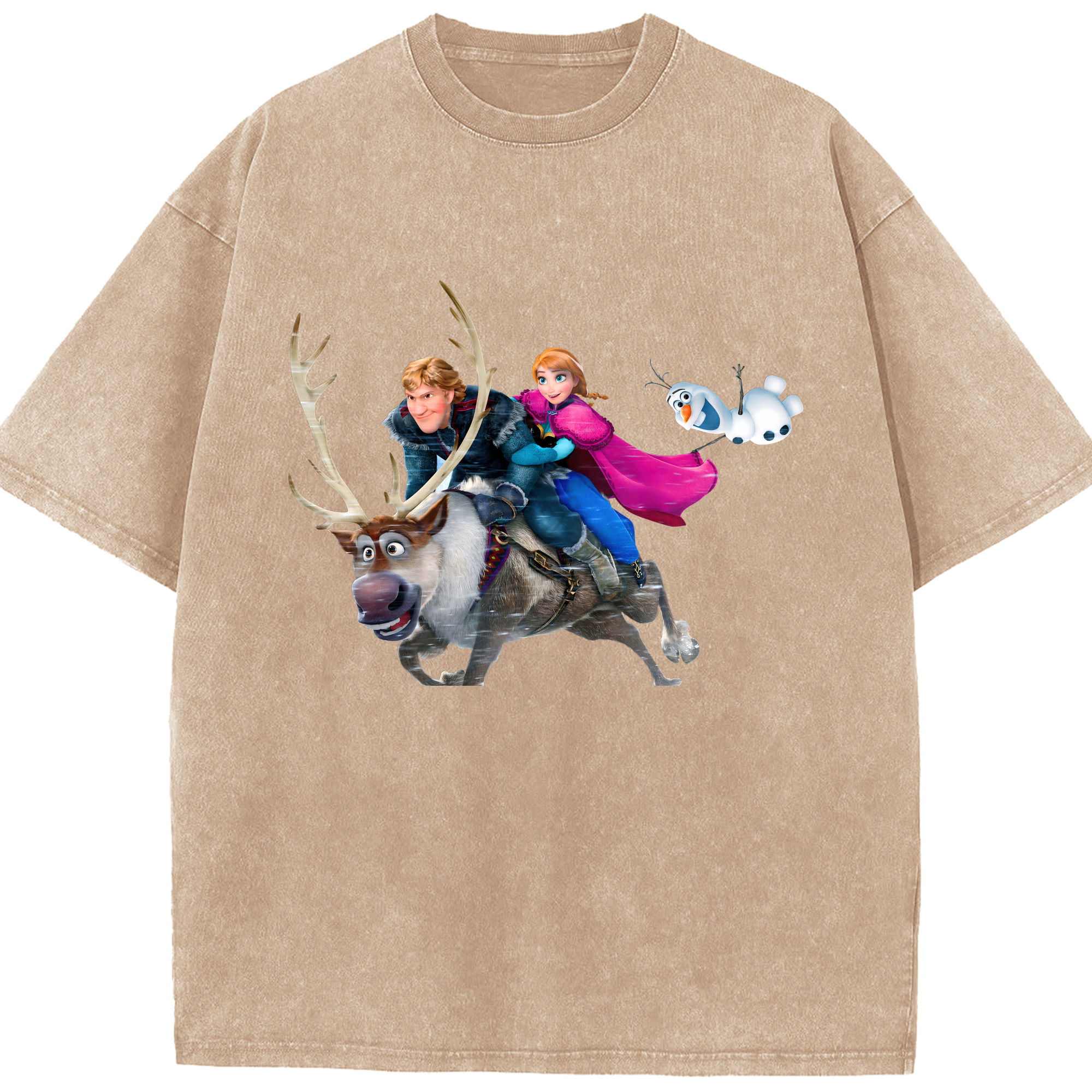 （画像用） アナと雪の女王 アンナ エルサ Frozen Anna Elsa 綿100% ヴィンテージ風 半袖Tシャツ（フロントプリント）
