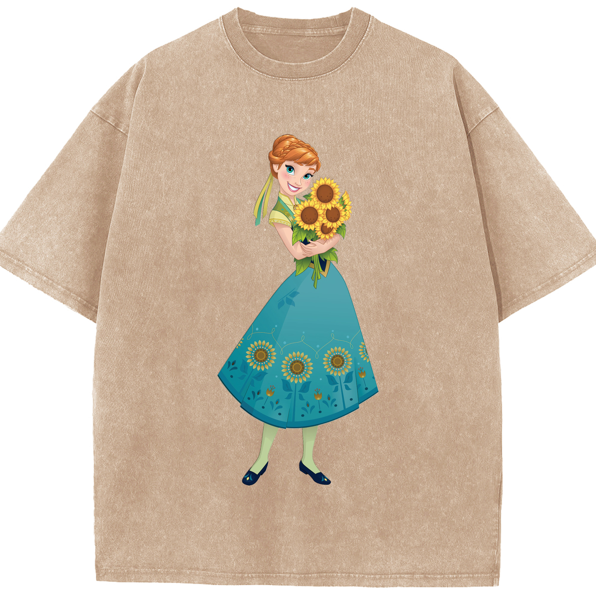 （画像用） アナと雪の女王 アンナ エルサ Frozen Anna Elsa 綿100% ヴィンテージ風 半袖Tシャツ（フロントプリント）
