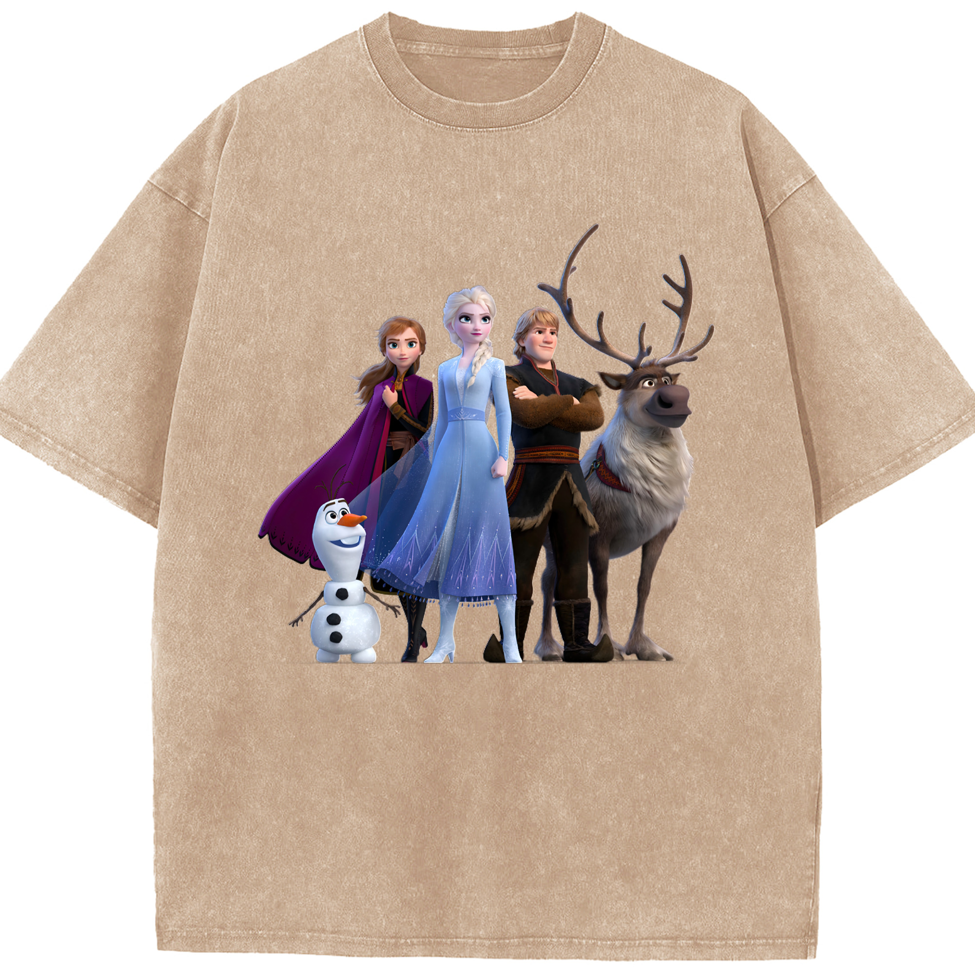 （画像用） アナと雪の女王 アンナ エルサ Frozen Anna Elsa 綿100% ヴィンテージ風 半袖Tシャツ（フロントプリント）