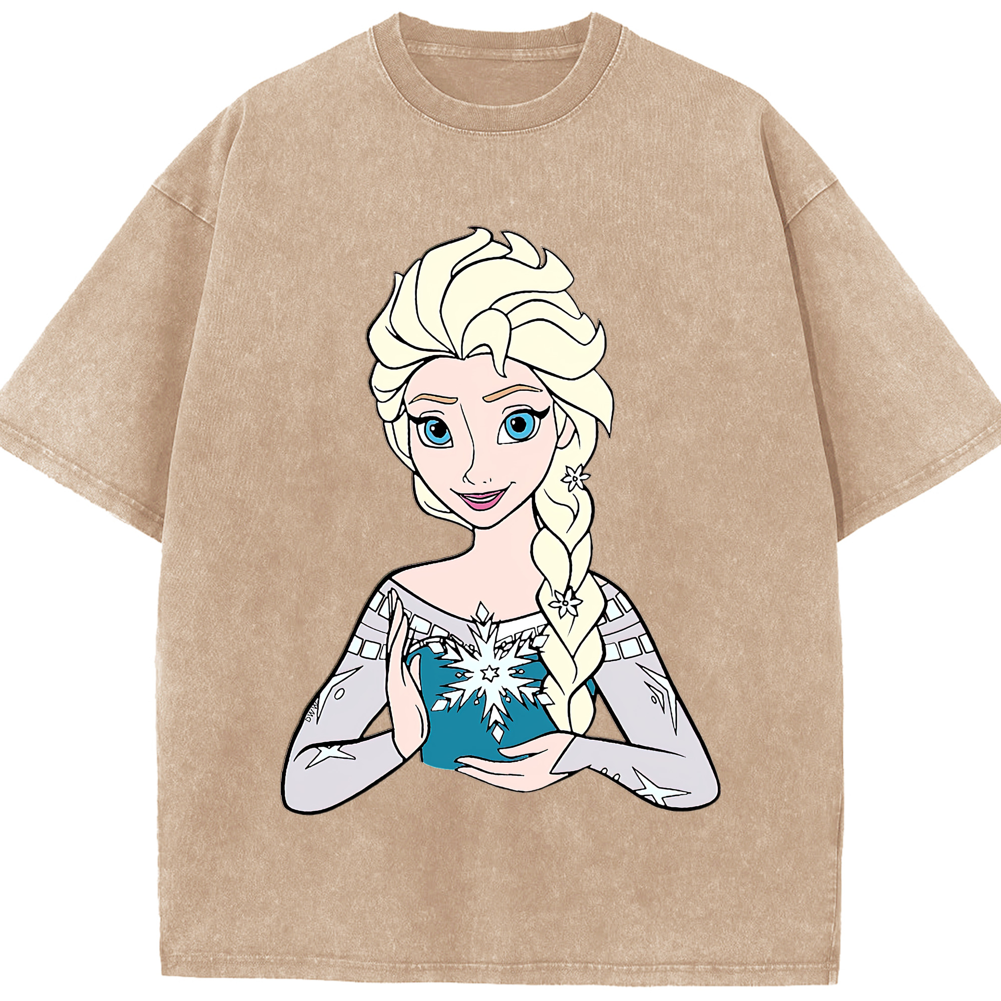（画像用） アナと雪の女王 アンナ エルサ Frozen Anna Elsa 綿100% ヴィンテージ風 半袖Tシャツ（フロントプリント）