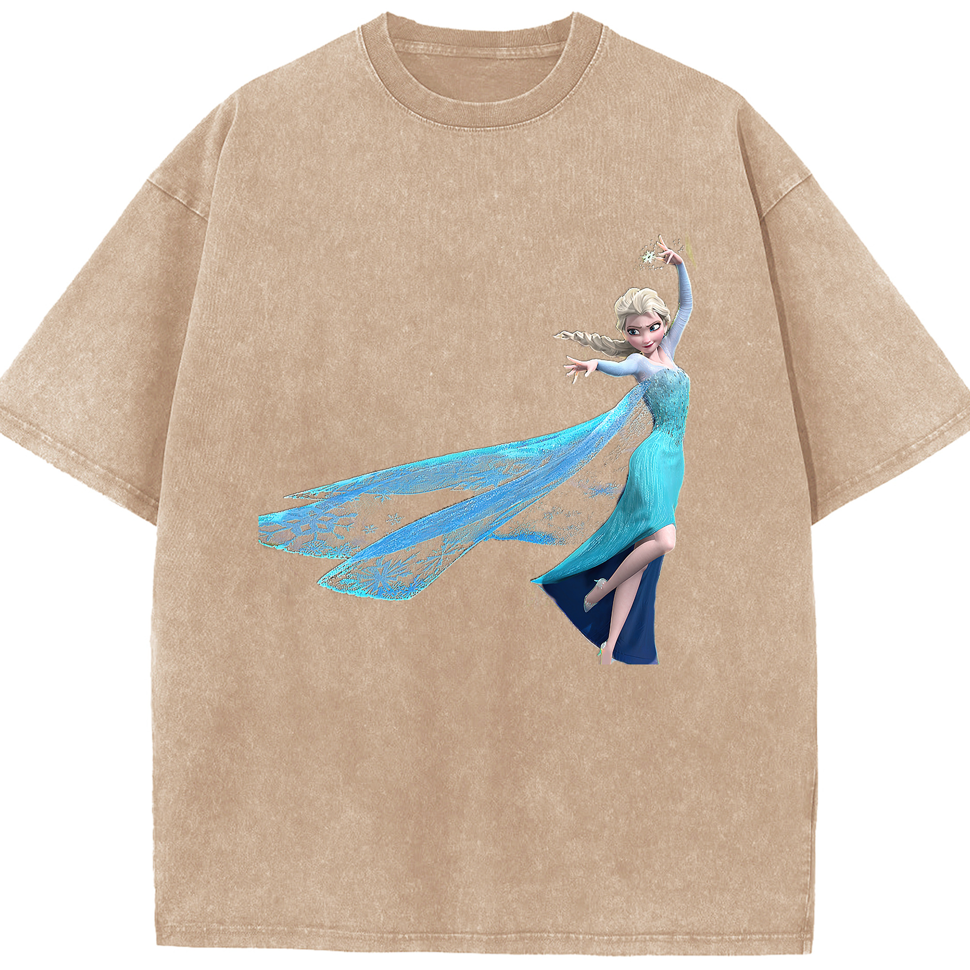 （画像用） アナと雪の女王 アンナ エルサ Frozen Anna Elsa 綿100% ヴィンテージ風 半袖Tシャツ（フロントプリント）
