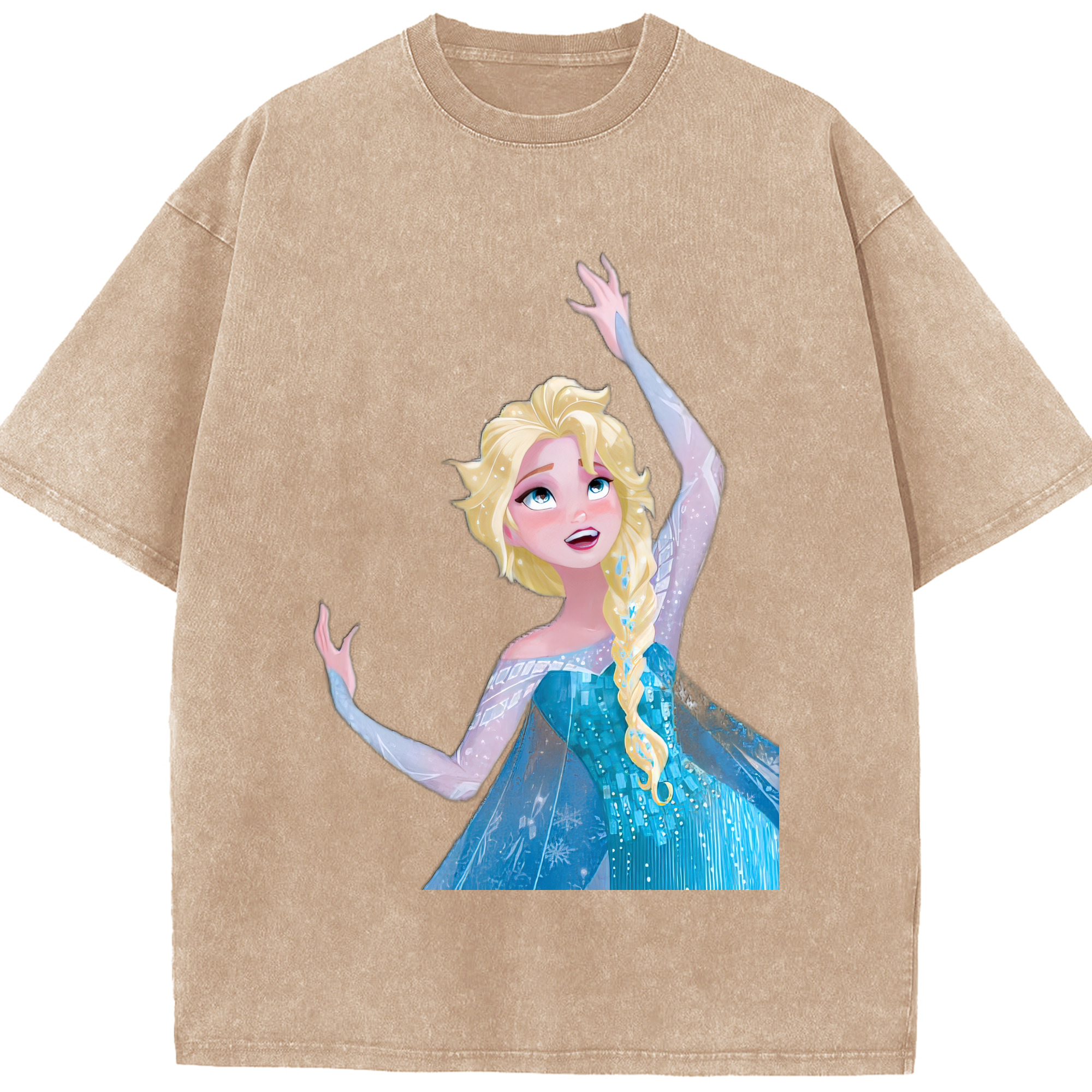 （画像用） アナと雪の女王 アンナ エルサ Frozen Anna Elsa 綿100% ヴィンテージ風 半袖Tシャツ（フロントプリント）