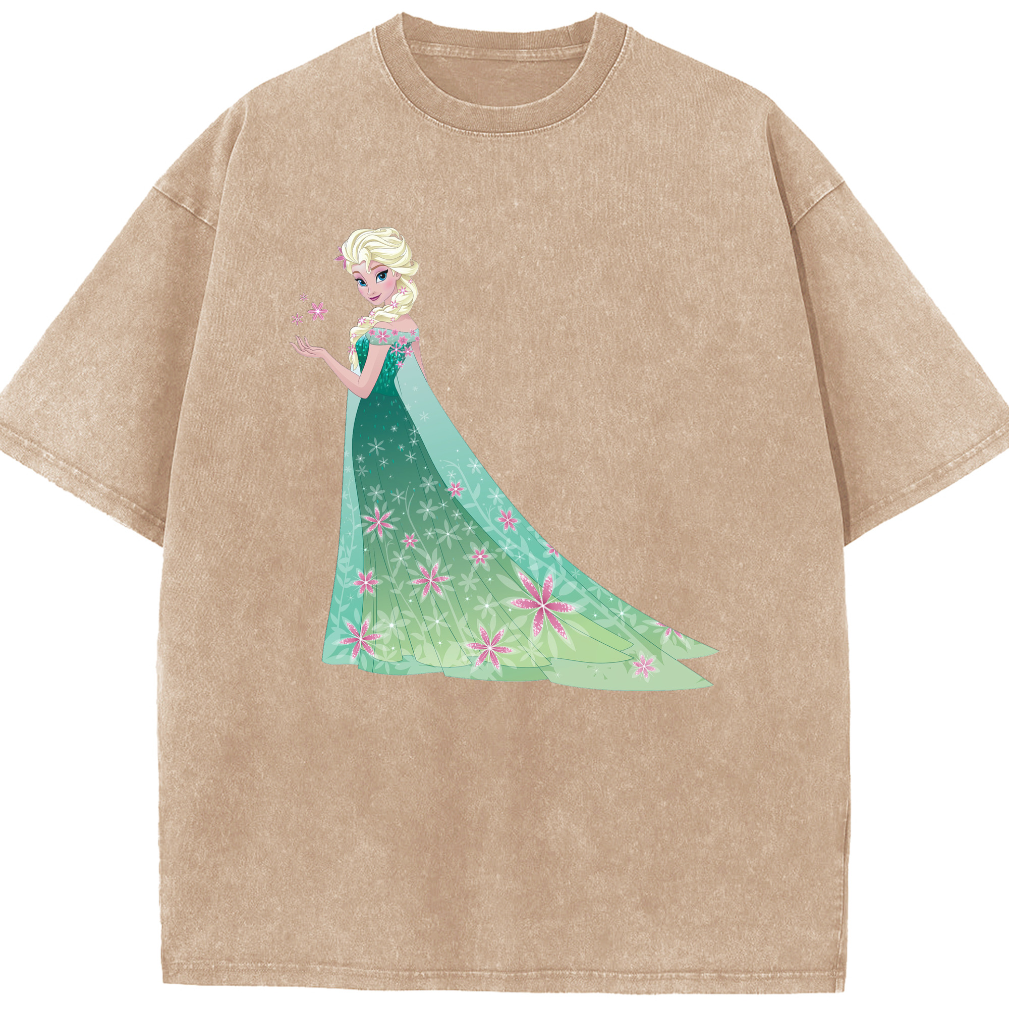 （画像用） アナと雪の女王 アンナ エルサ Frozen Anna Elsa 綿100% ヴィンテージ風 半袖Tシャツ（フロントプリント）