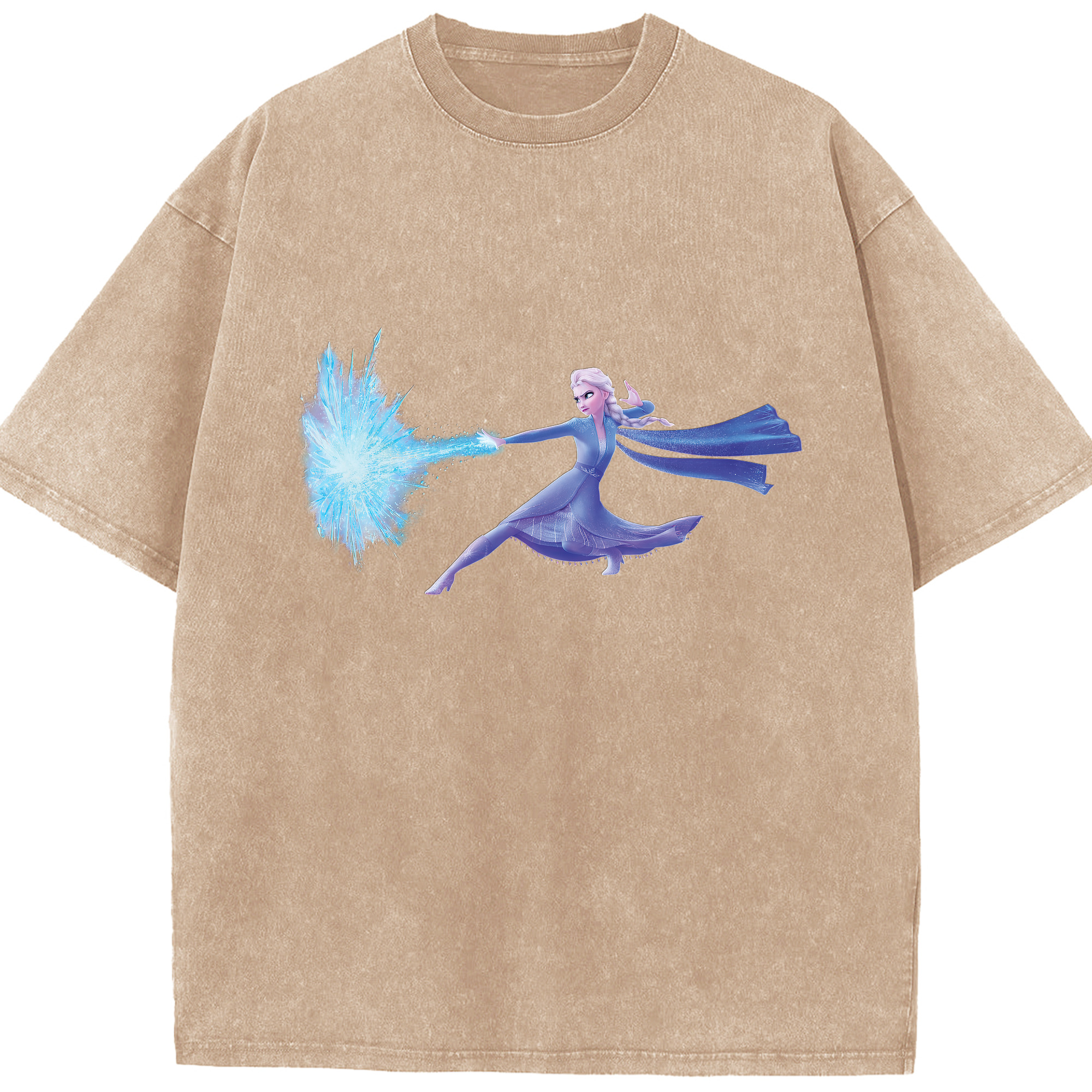 （画像用） アナと雪の女王 アンナ エルサ Frozen Anna Elsa 綿100% ヴィンテージ風 半袖Tシャツ（フロントプリント）
