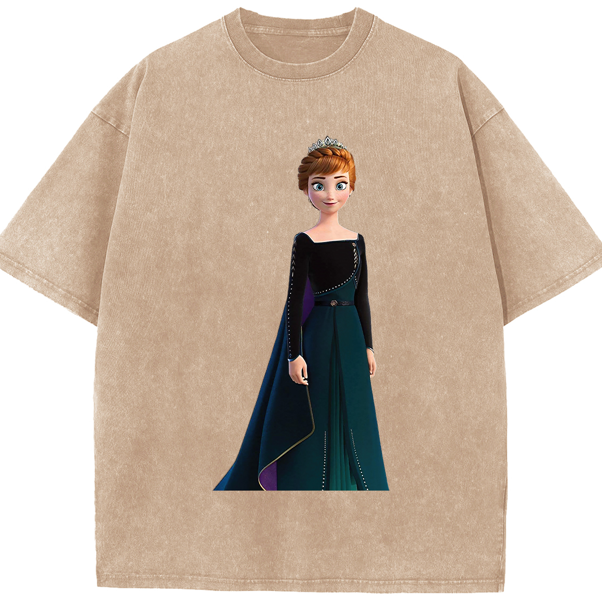 （画像用） アナと雪の女王 アンナ エルサ Frozen Anna Elsa 綿100% ヴィンテージ風 半袖Tシャツ（フロントプリント）
