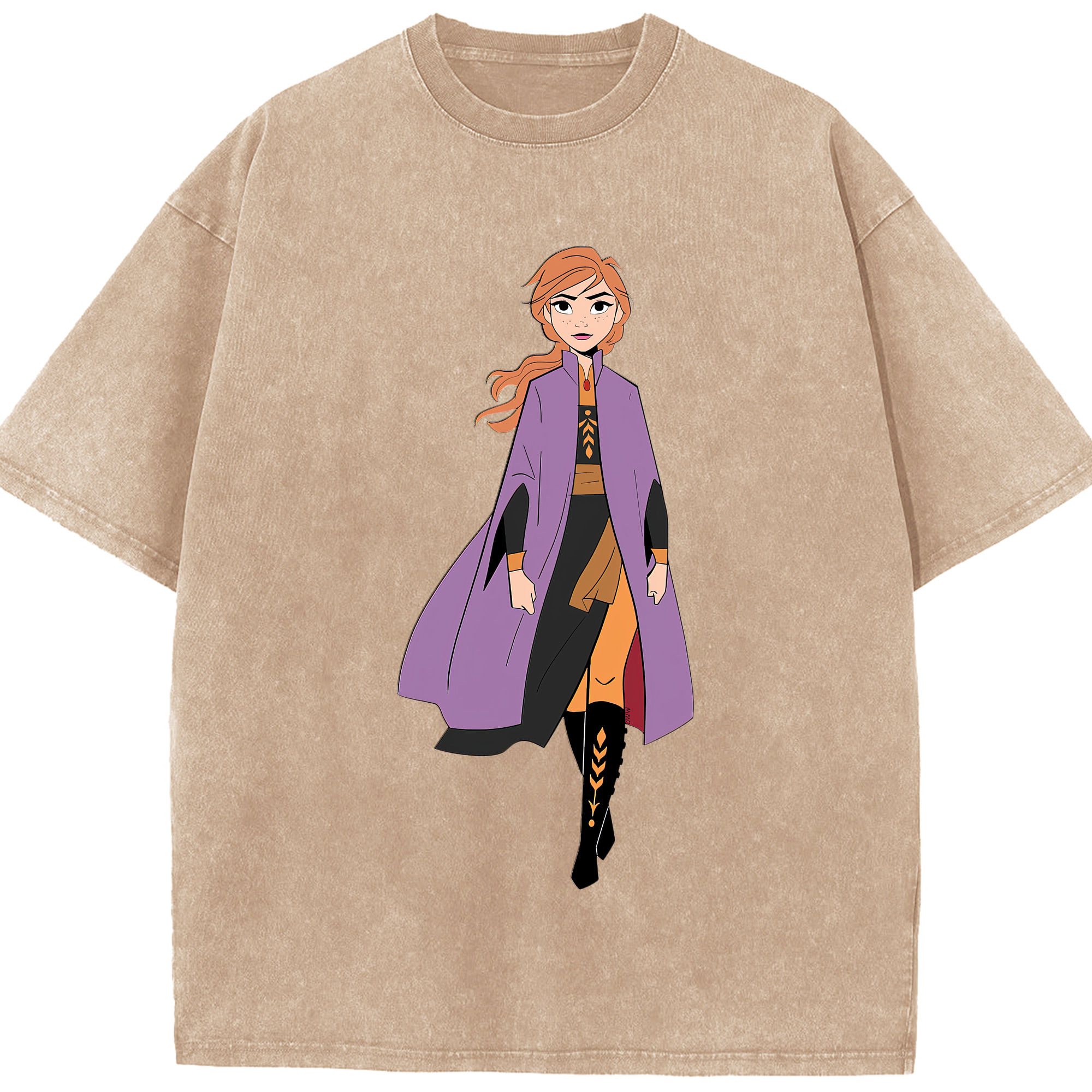 （画像用） アナと雪の女王 アンナ エルサ Frozen Anna Elsa 綿100% ヴィンテージ風 半袖Tシャツ（フロントプリント）