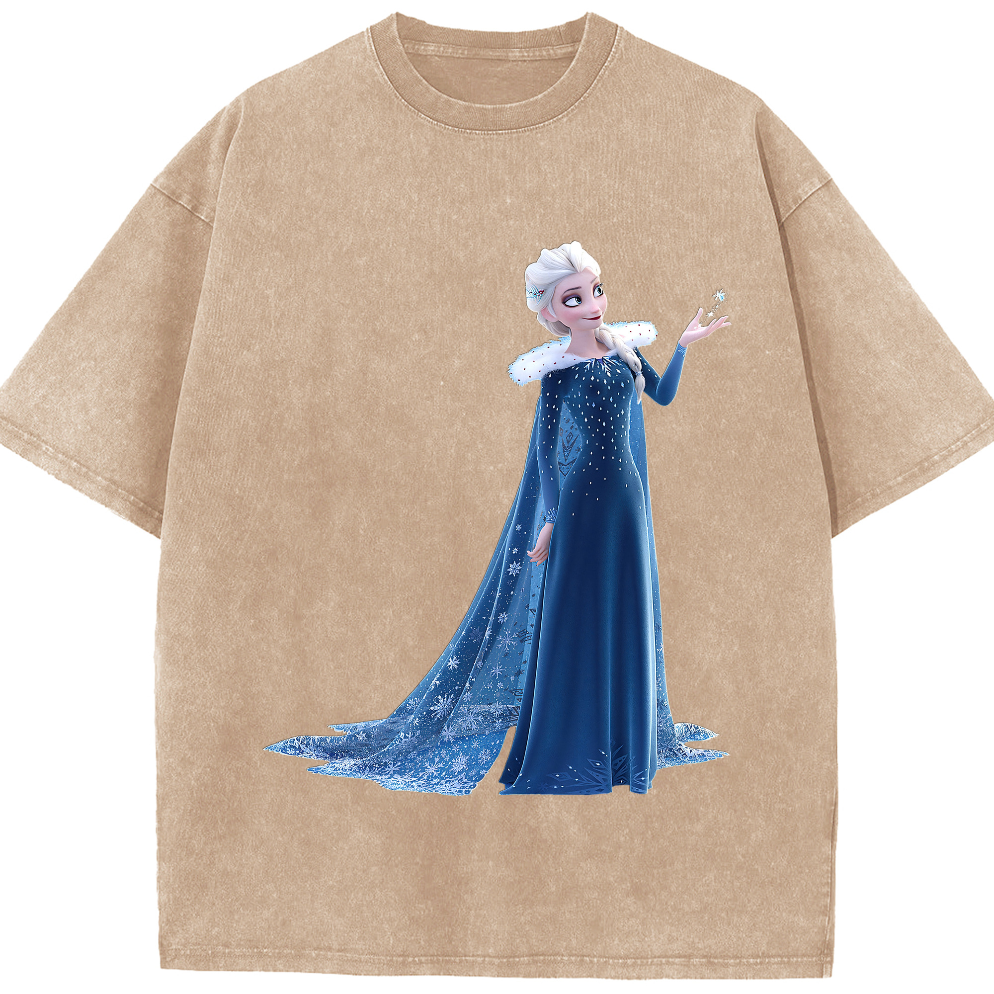 （画像用） アナと雪の女王 アンナ エルサ Frozen Anna Elsa 綿100% ヴィンテージ風 半袖Tシャツ（フロントプリント）