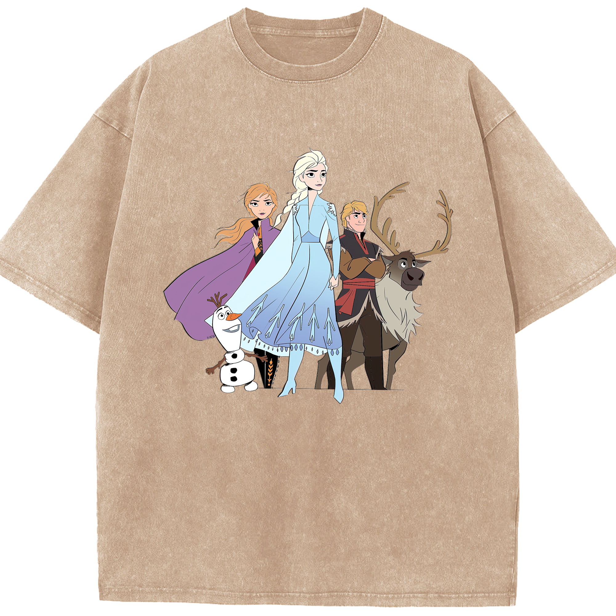（画像用） アナと雪の女王 アンナ エルサ Frozen Anna Elsa 綿100% ヴィンテージ風 半袖Tシャツ（フロントプリント）