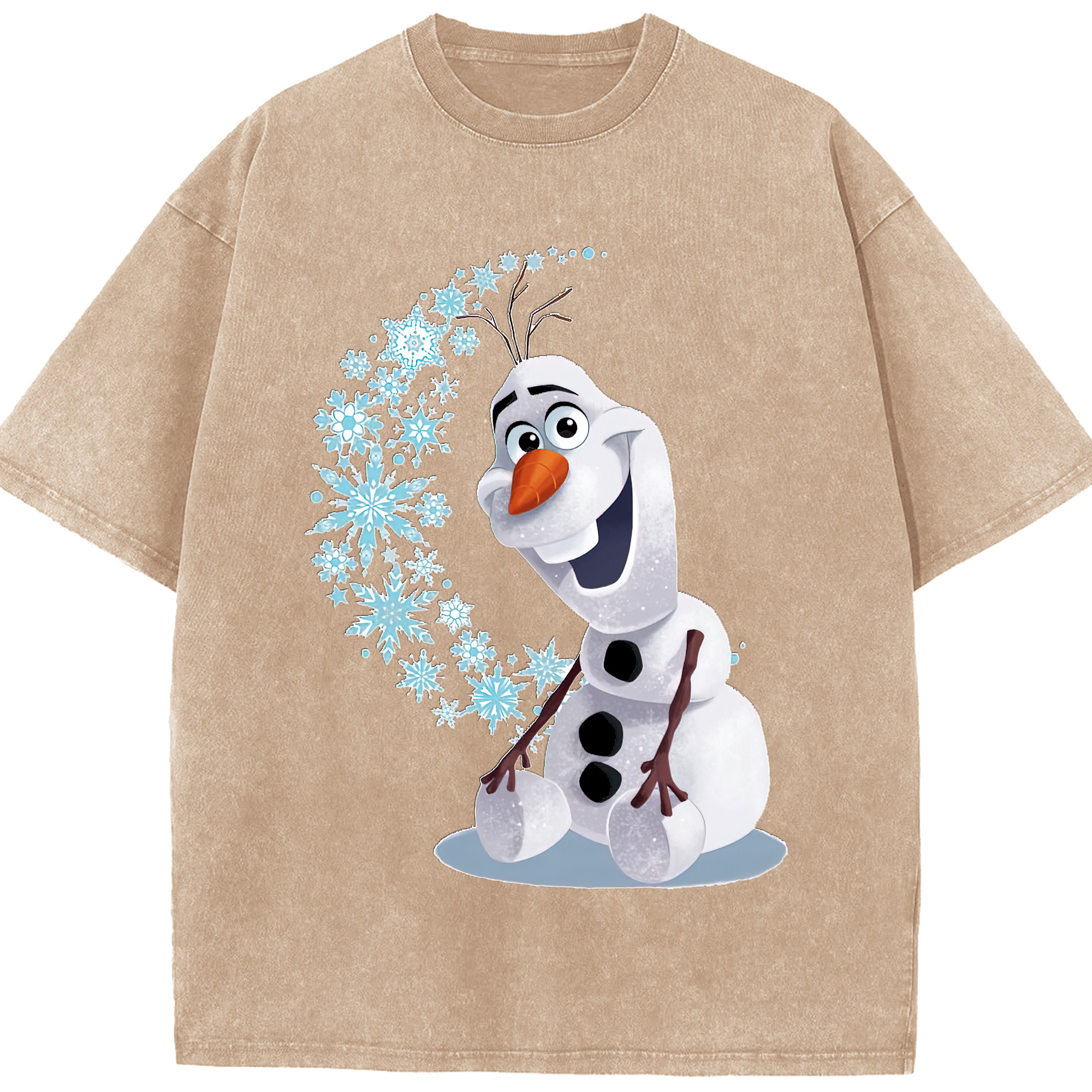 （画像用） アナと雪の女王 アンナ エルサ Frozen Anna Elsa 綿100% ヴィンテージ風 半袖Tシャツ（フロントプリント）